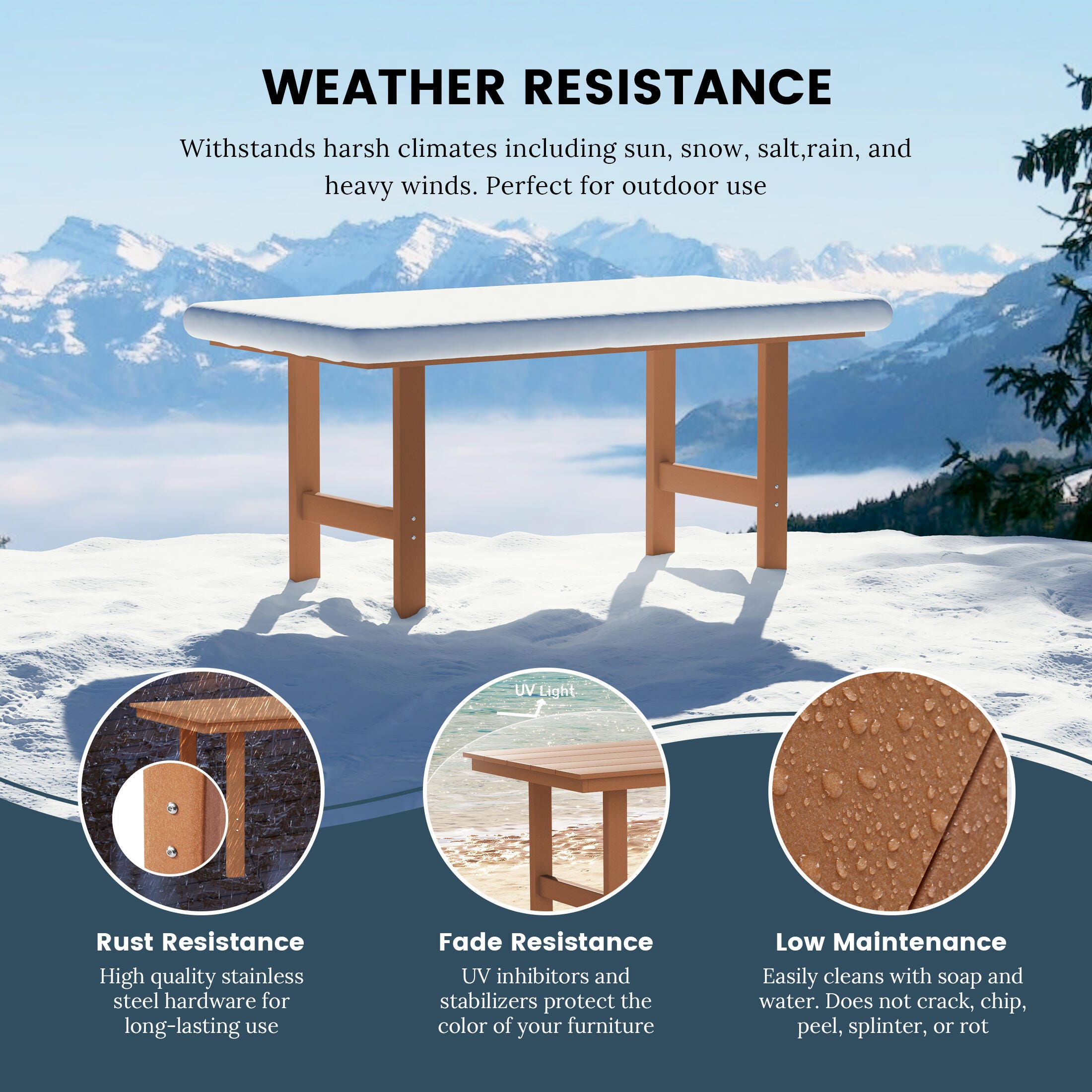 Westin Furniture Shoreside Outdoor Dining Table and 6 Armless Chairs, Teak, large