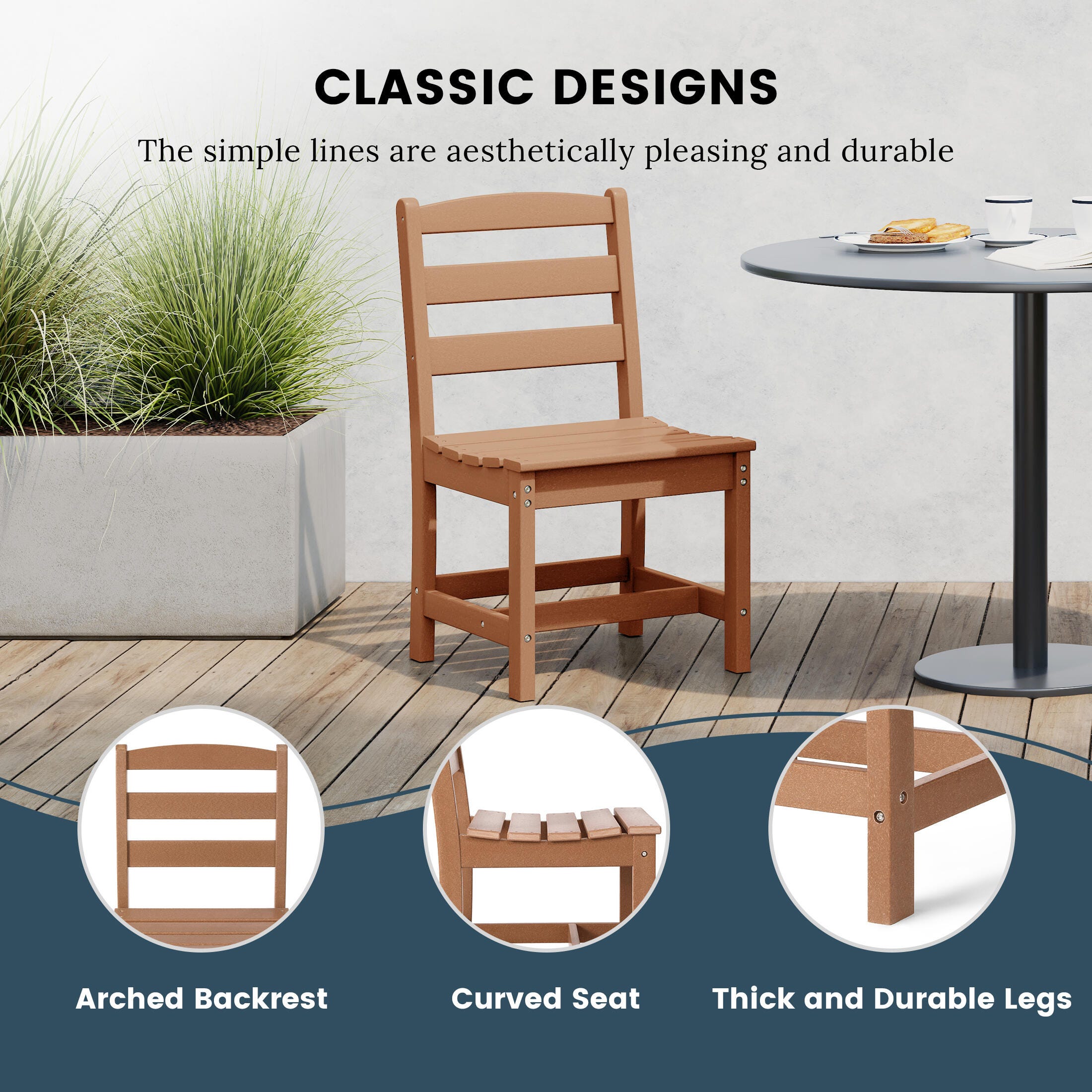 Westin Furniture Shoreside Outdoor Dining Table and 6 Armless Chairs, Teak, large