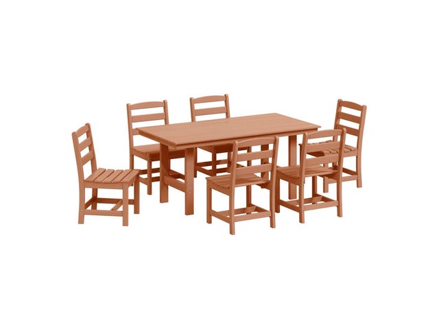 Westin Furniture Shoreside Outdoor Dining Table and 6 Armless Chairs