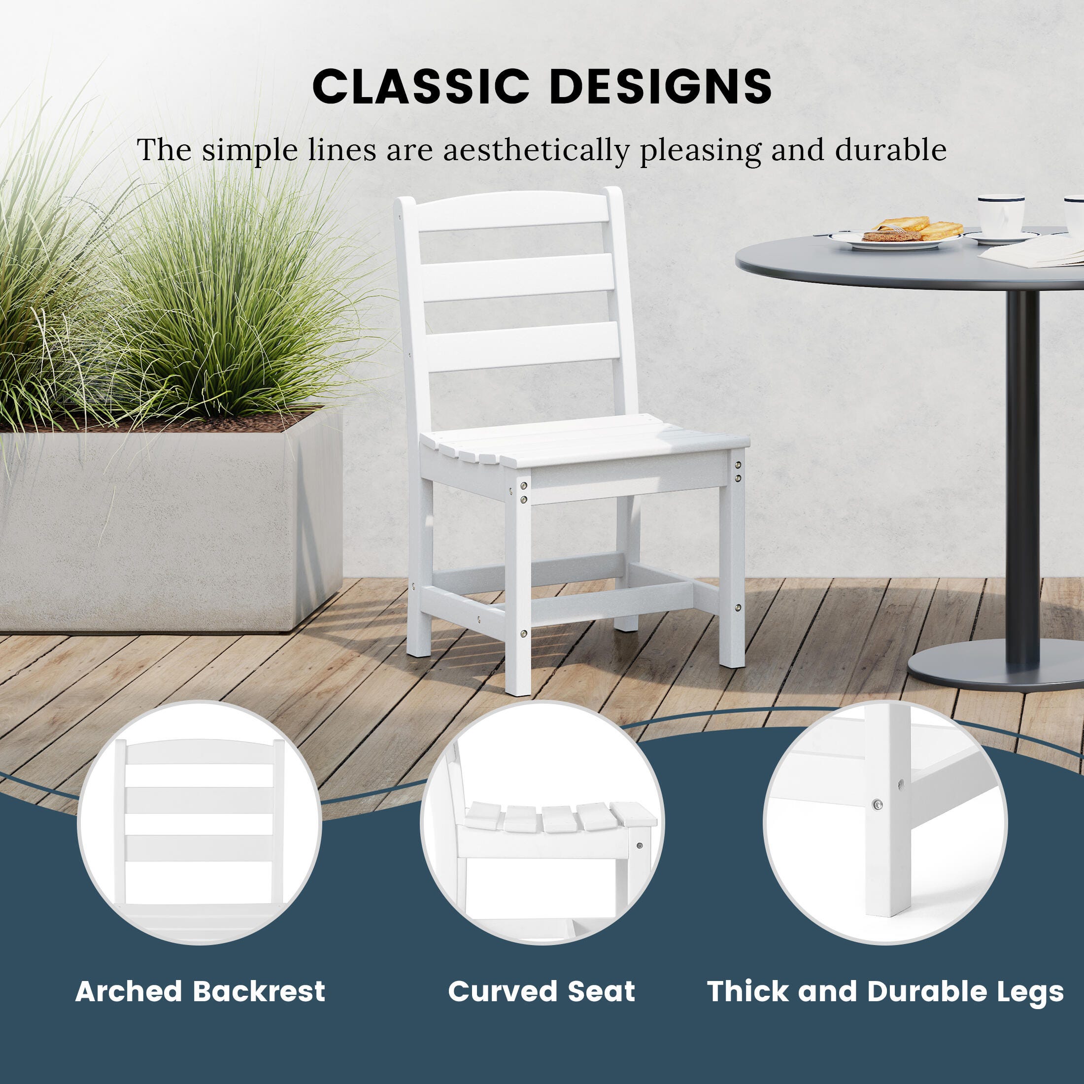 Westin Furniture Shoreside Outdoor Dining Table and 6 Armless Chairs, White, large