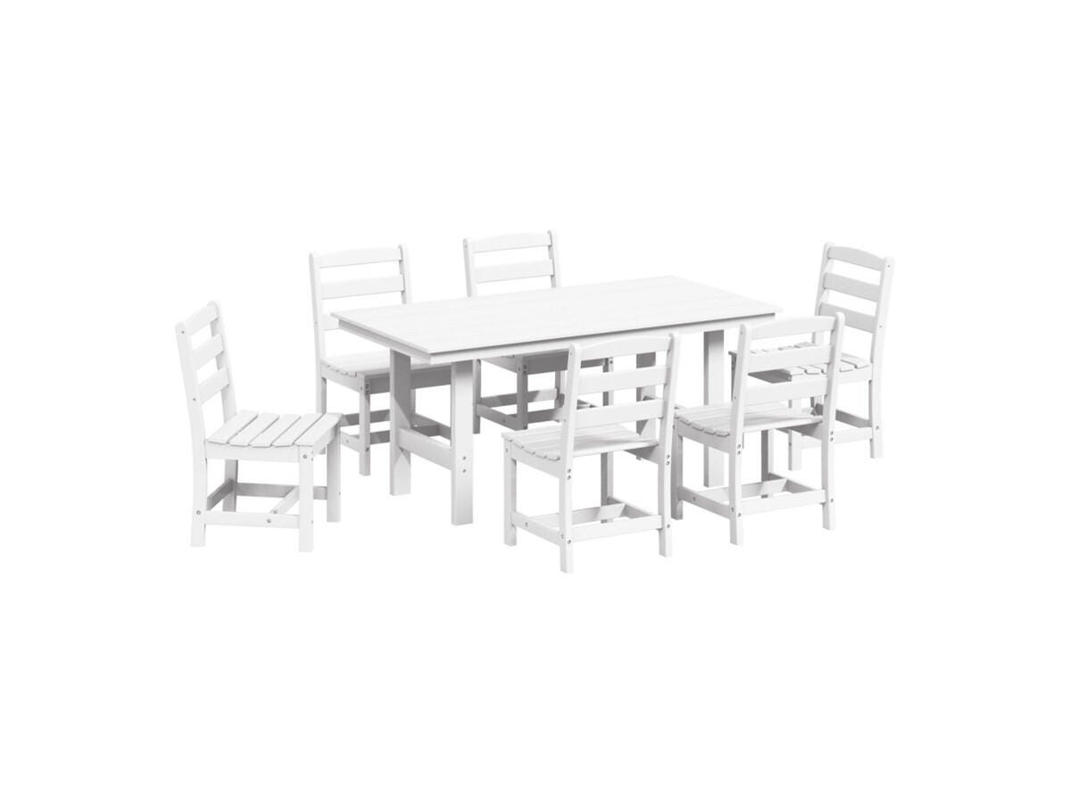 Westin Furniture Shoreside Outdoor Dining Table and 6 Armless Chairs, White, large