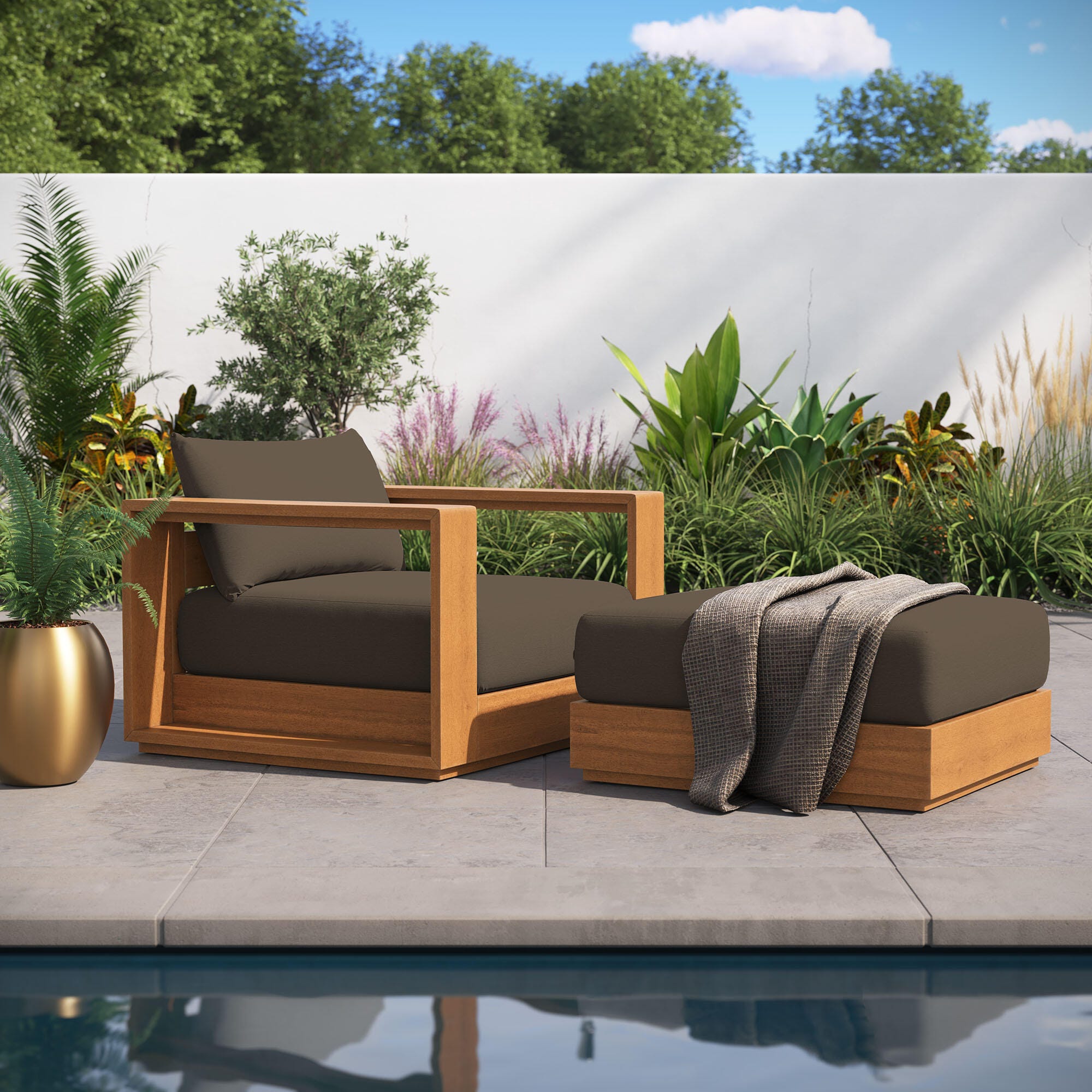 Modway Tahoe Outdoor Armchair and Ottoman, , rollover