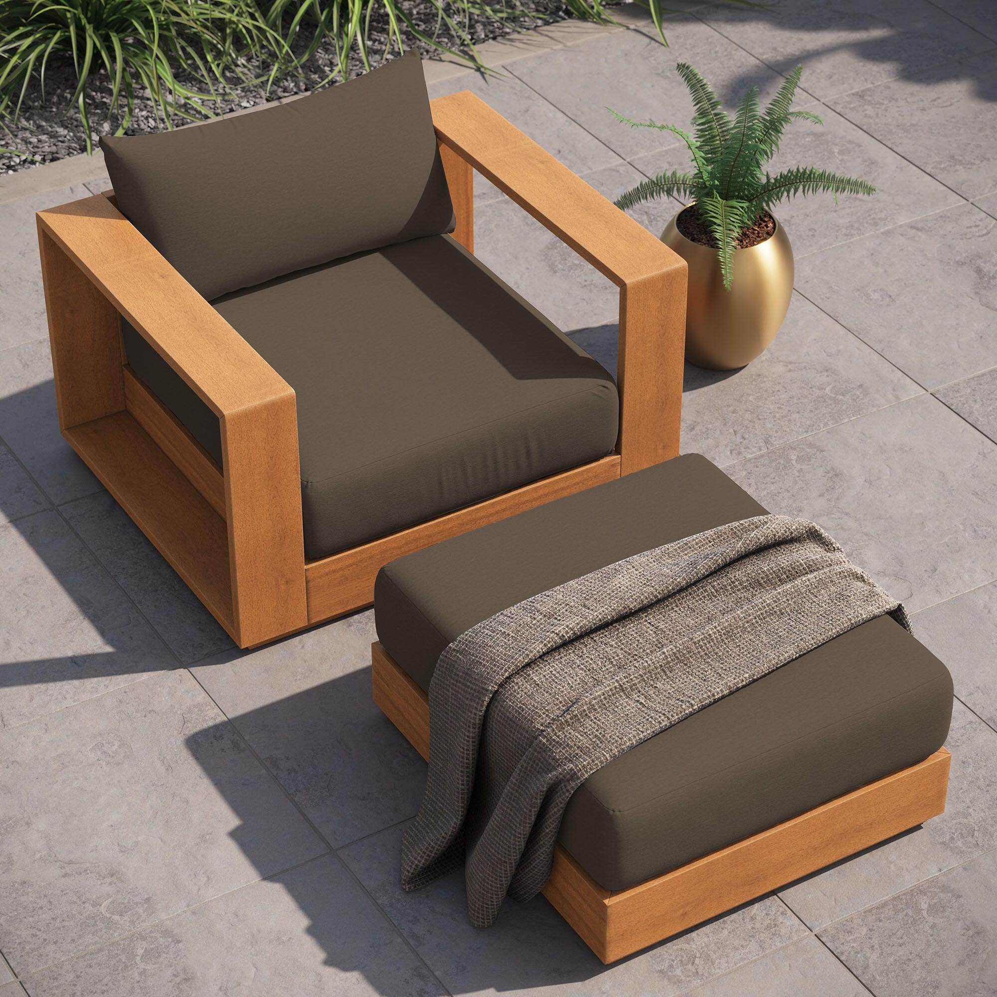 Modway Tahoe Outdoor Armchair and Ottoman, , large