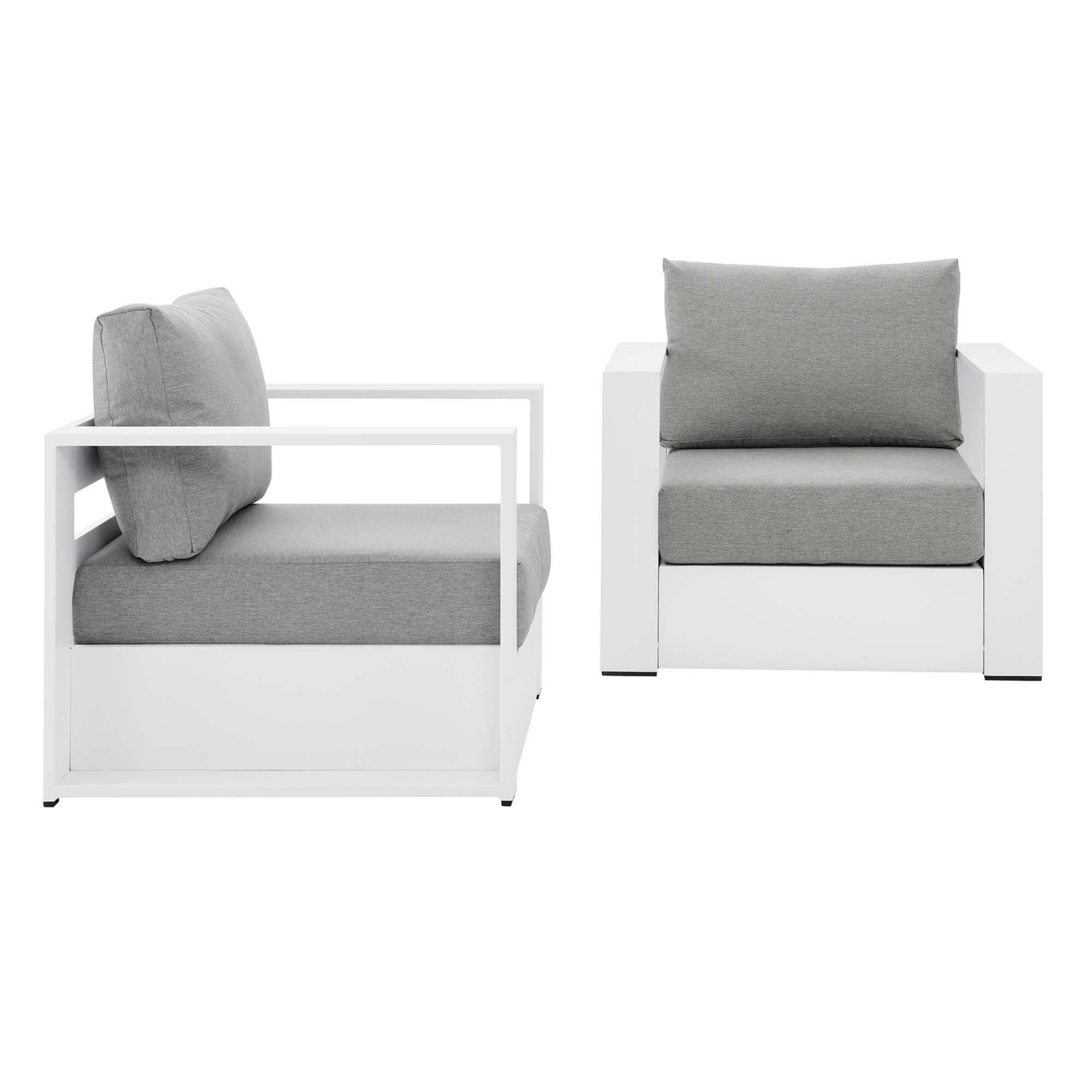 Modway Tahoe Outdoor Lounge Chair (Set of 2), White/Gray, large