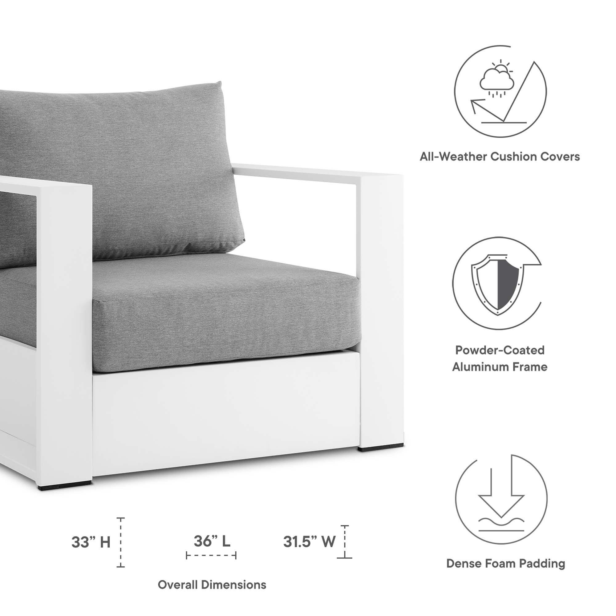 Modway Tahoe Outdoor Lounge Chair (Set of 2), White/Gray, large