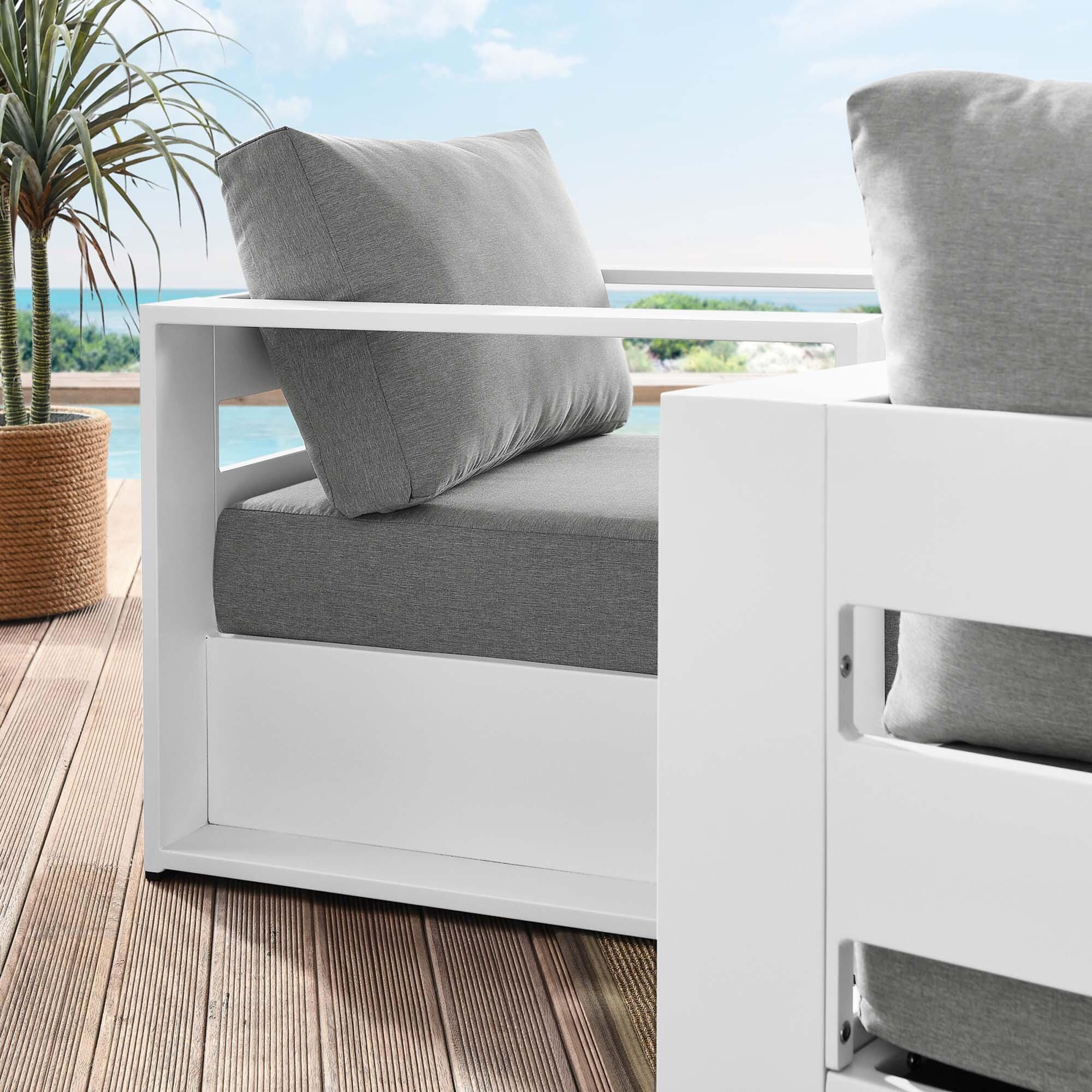 Modway Tahoe Outdoor Lounge Chair (Set of 2), White/Gray, large