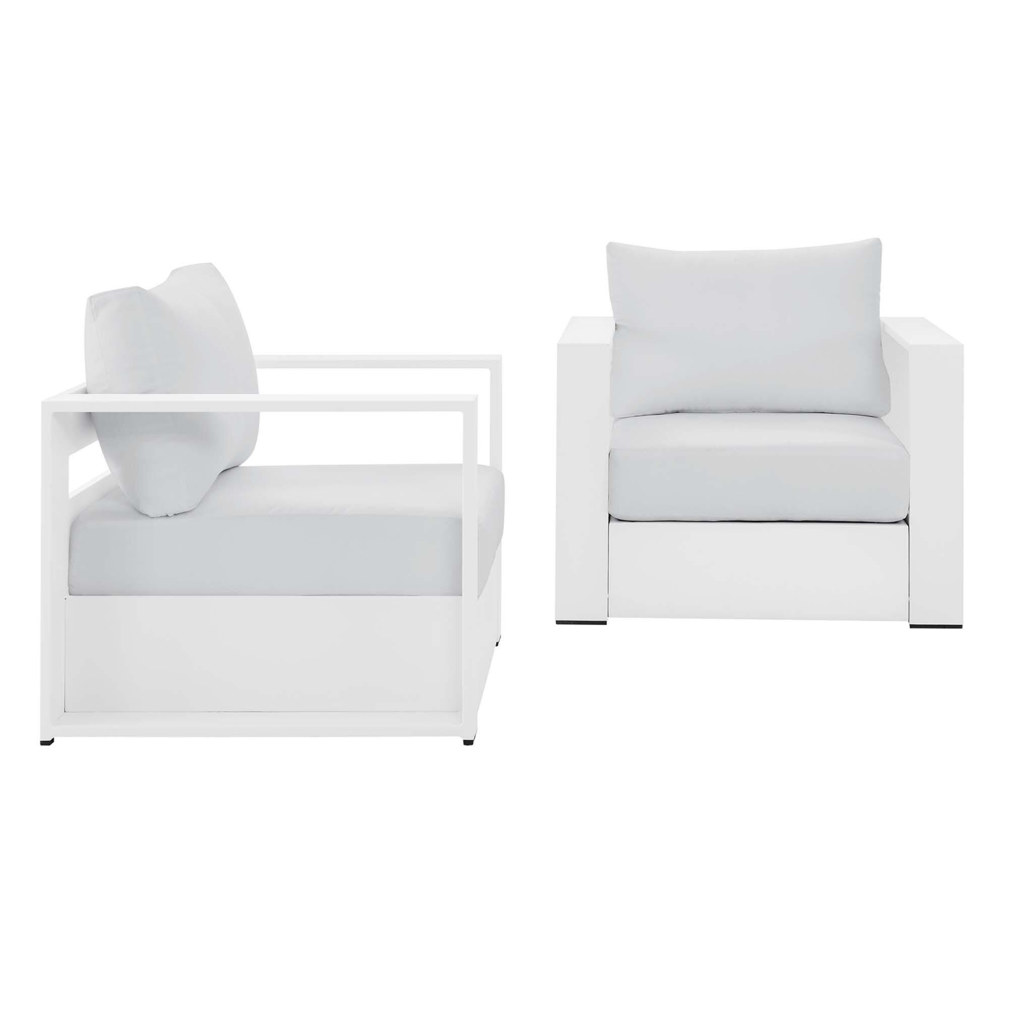 Modway Tahoe Outdoor Lounge Chair (Set of 2), White, large
