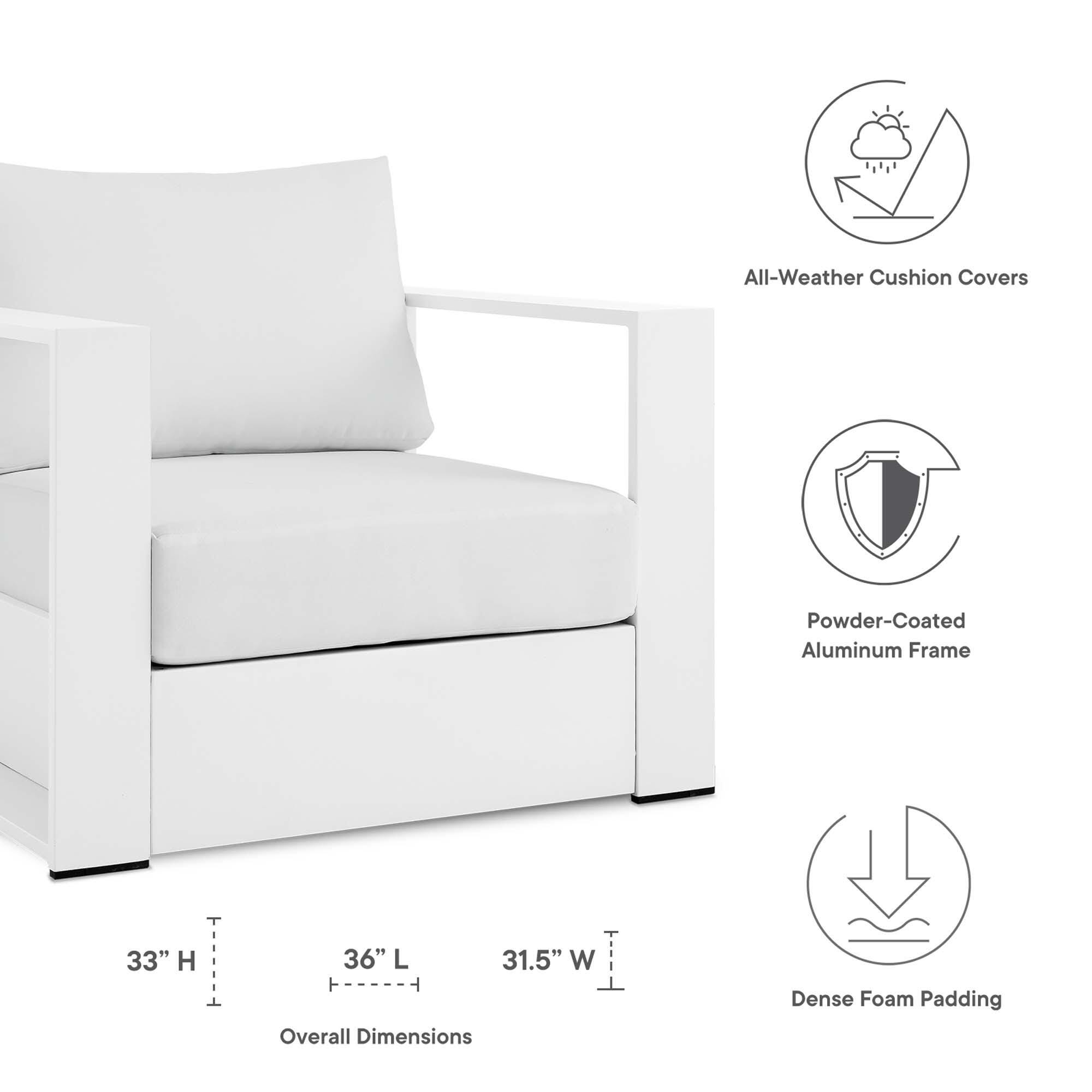 Modway Tahoe Outdoor Lounge Chair (Set of 2), White, large