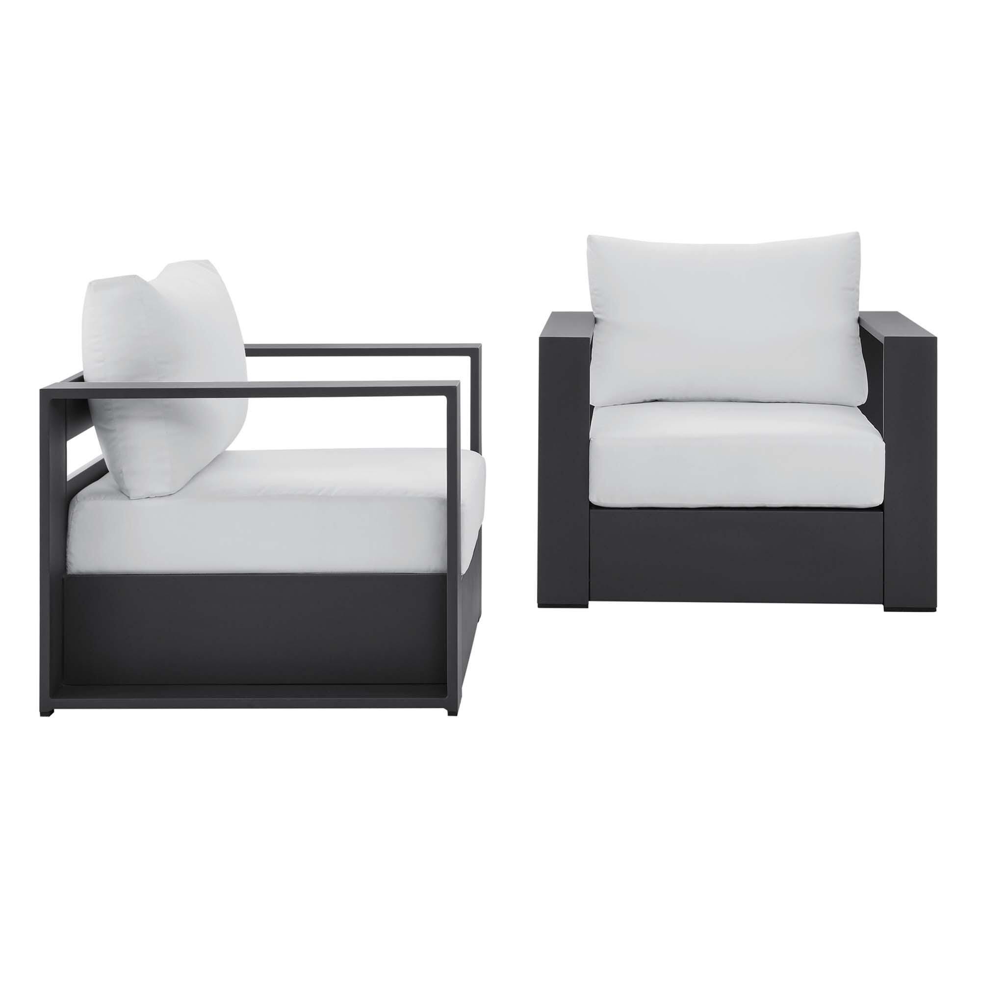 Modway Tahoe Outdoor Lounge Chair (Set of 2), Dark Gray/White, large