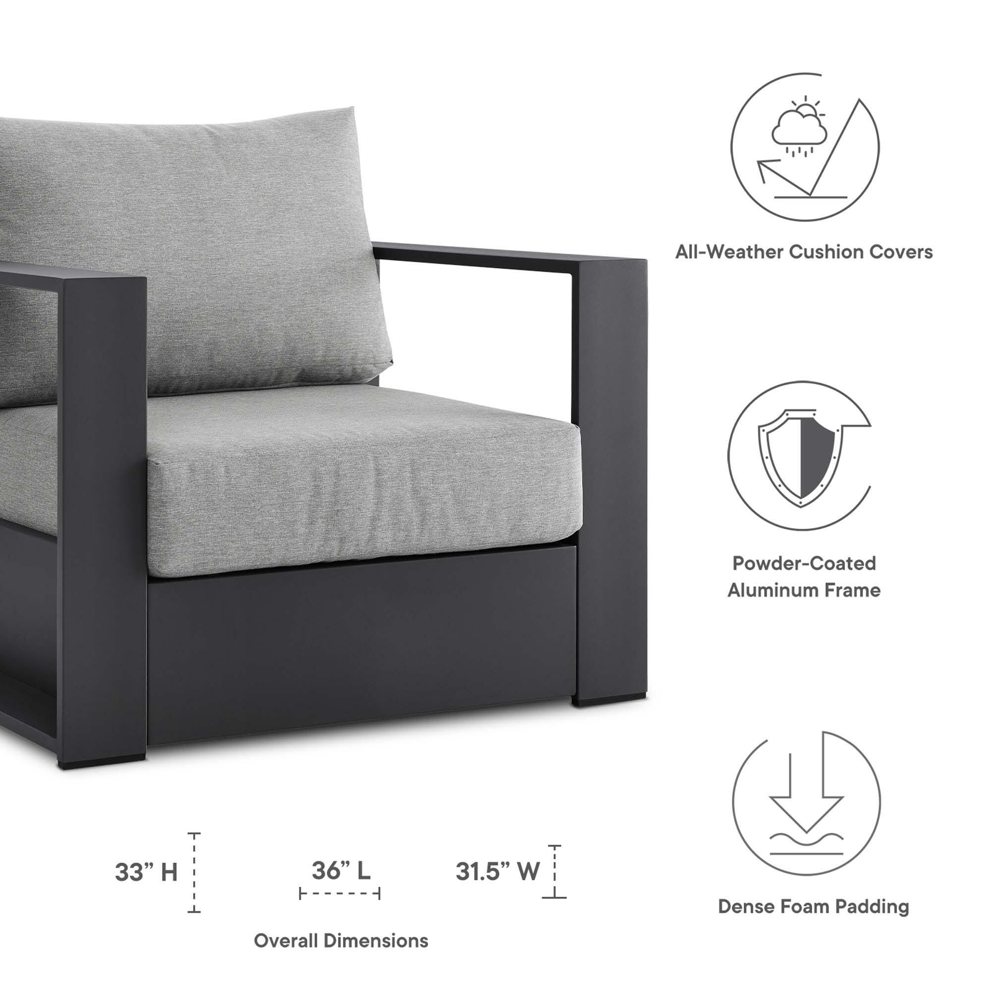 Modway Tahoe Outdoor Lounge Chair (Set of 2), Dark Gray/Gray, large