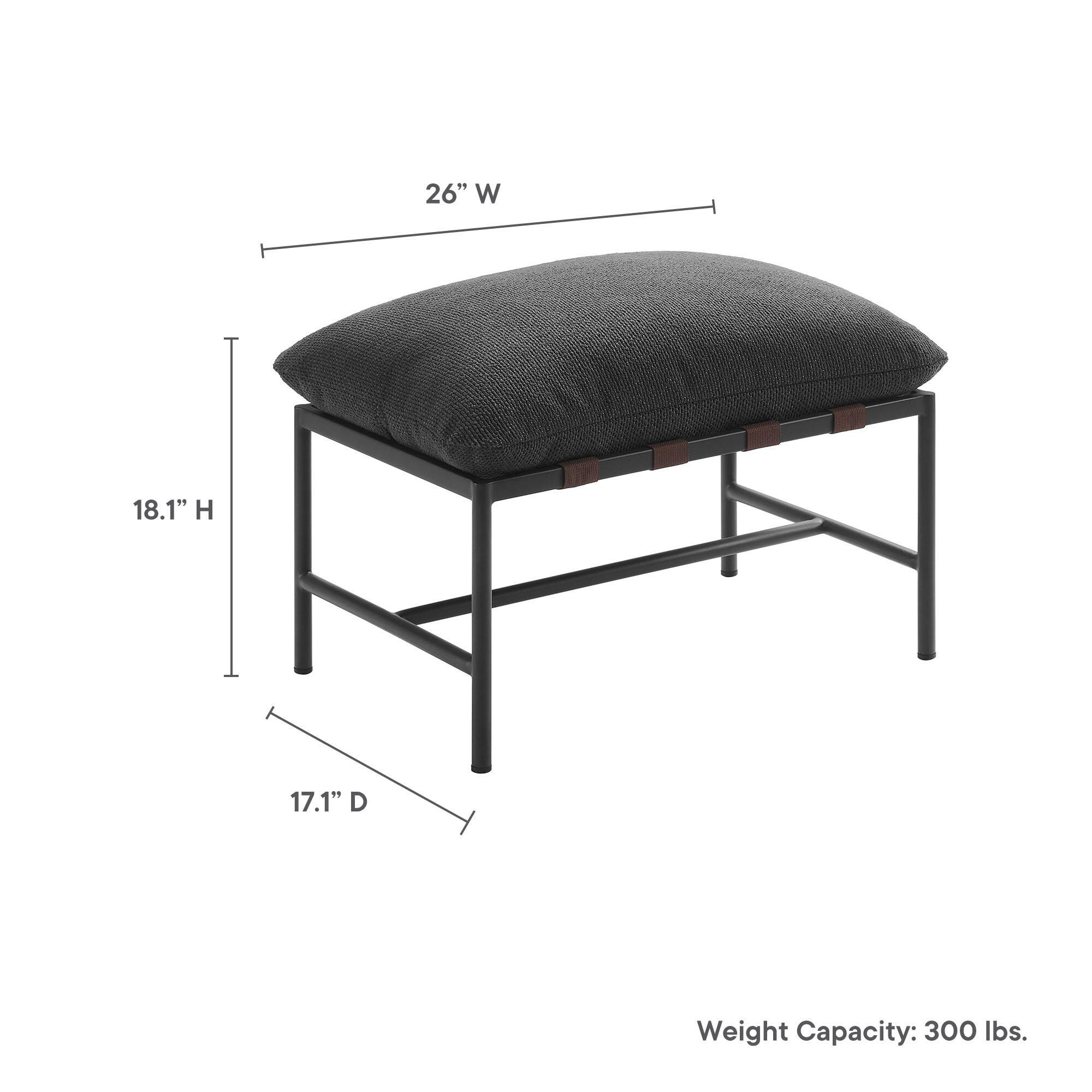 Modway Raya Outdoor Lounge Chair and Ottoman, Charcoal, large