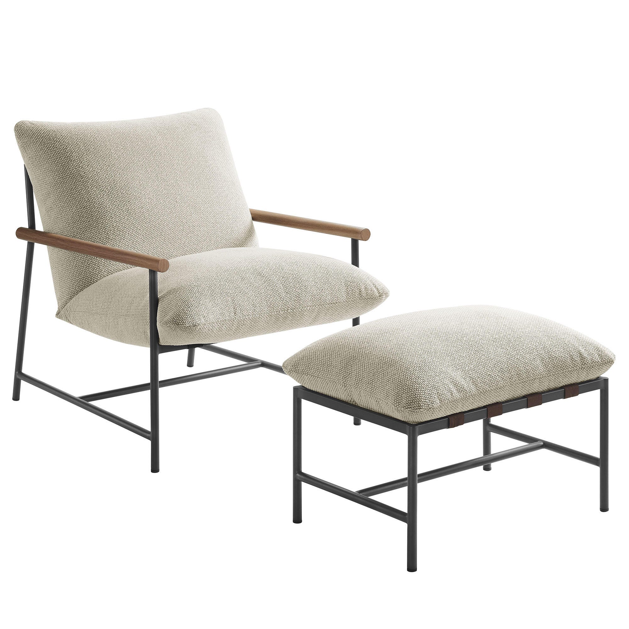 Modway Raya Outdoor Lounge Chair and Ottoman, Ivory, large