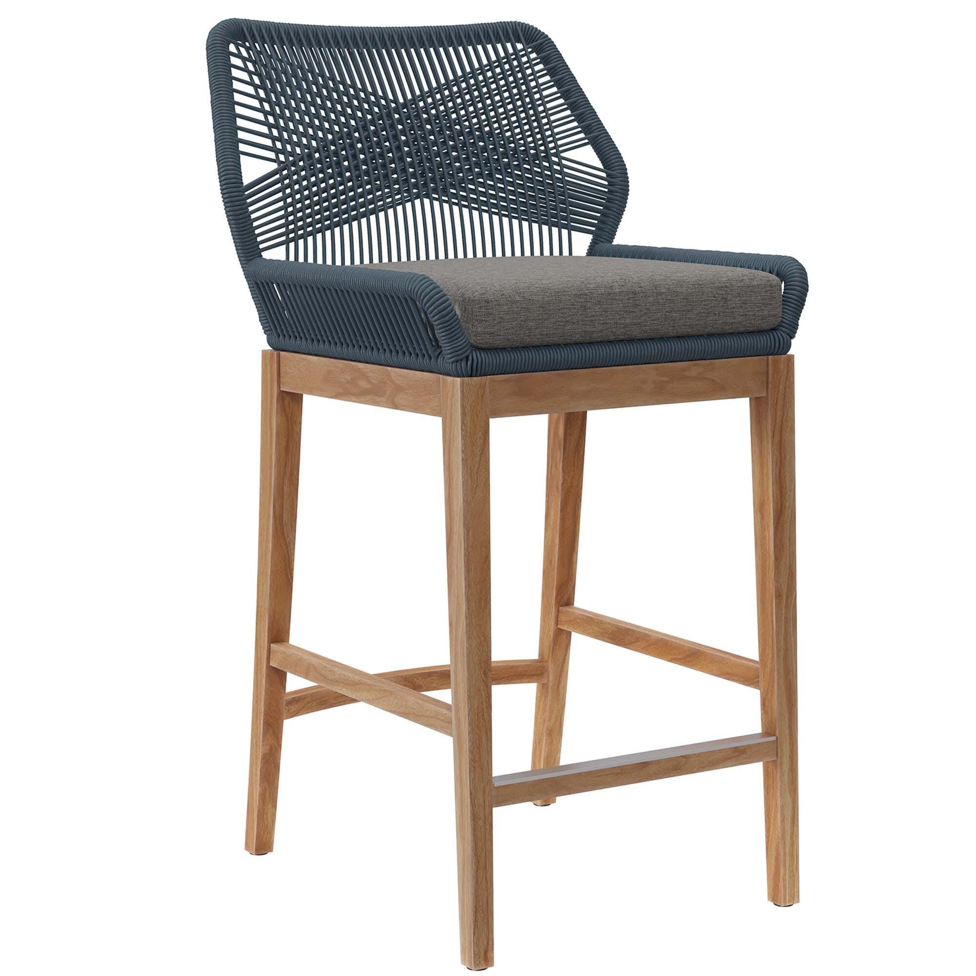 Modway Wellspring Outdoor Bar Table and 2 Bar Stools, Blue, large