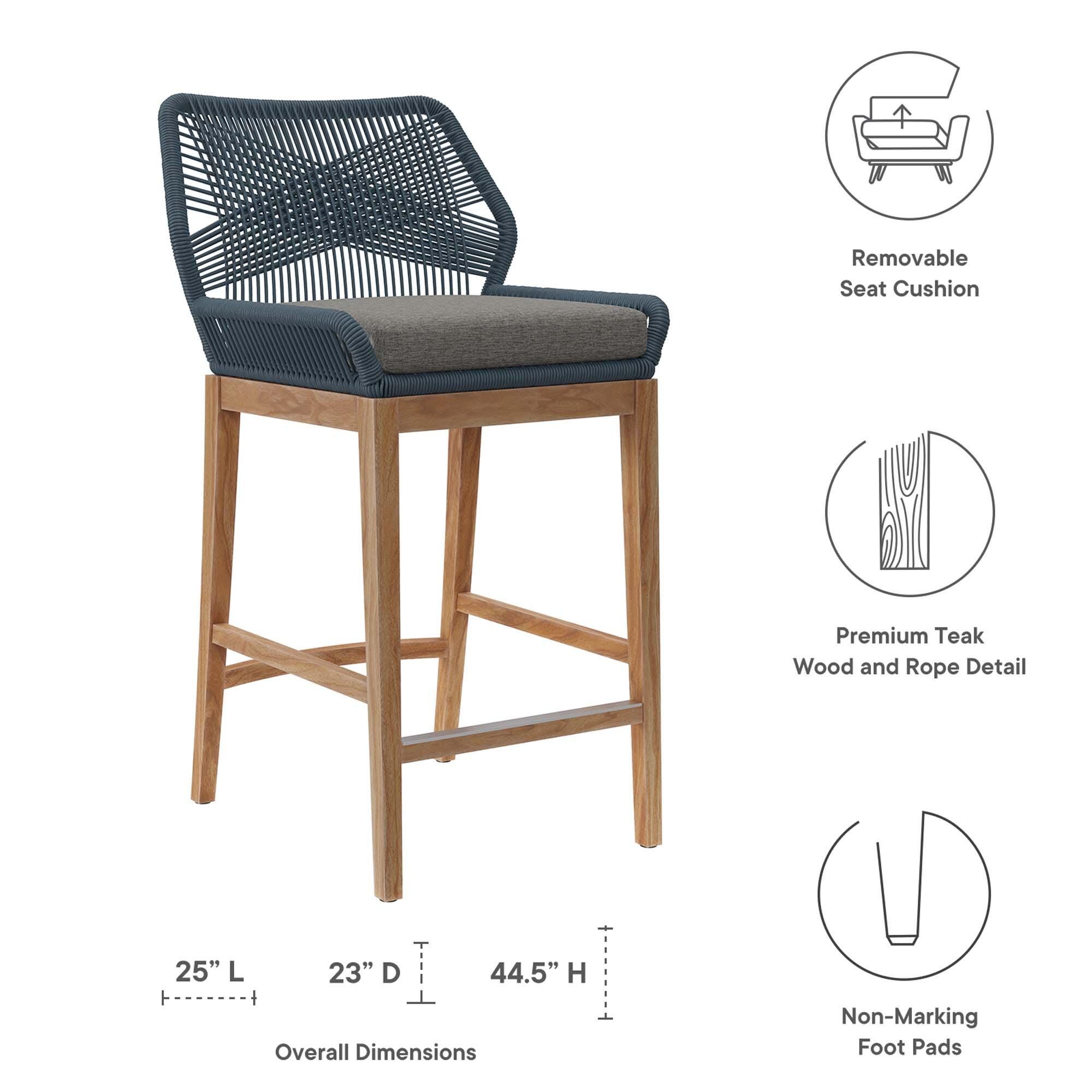 Modway Wellspring Outdoor Bar Table and 2 Bar Stools, Blue, large