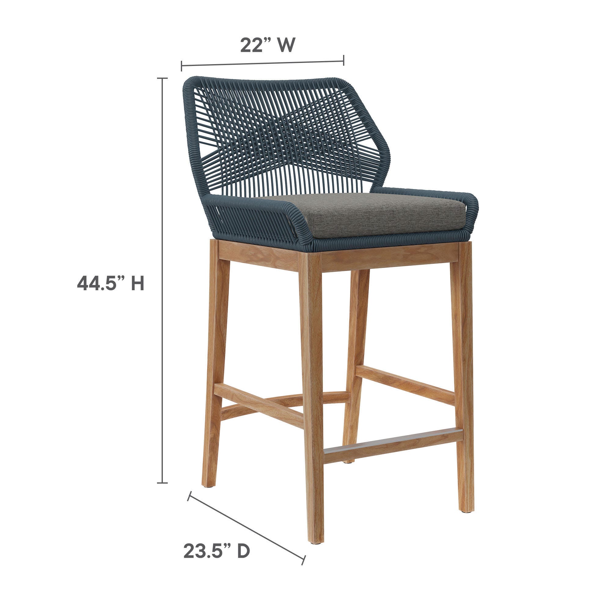 Modway Wellspring Outdoor Bar Table and 2 Bar Stools, Blue, large