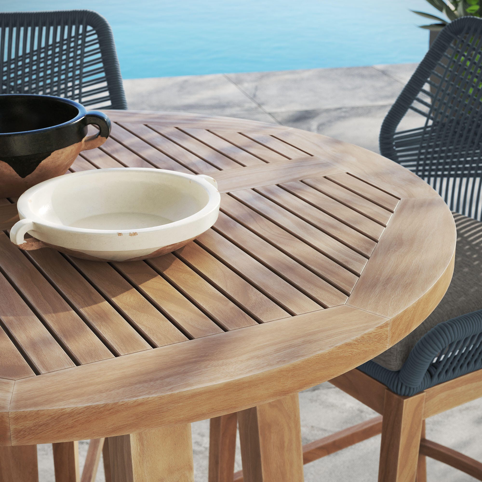 Modway Wellspring Outdoor Bar Table and 2 Bar Stools, Blue, large