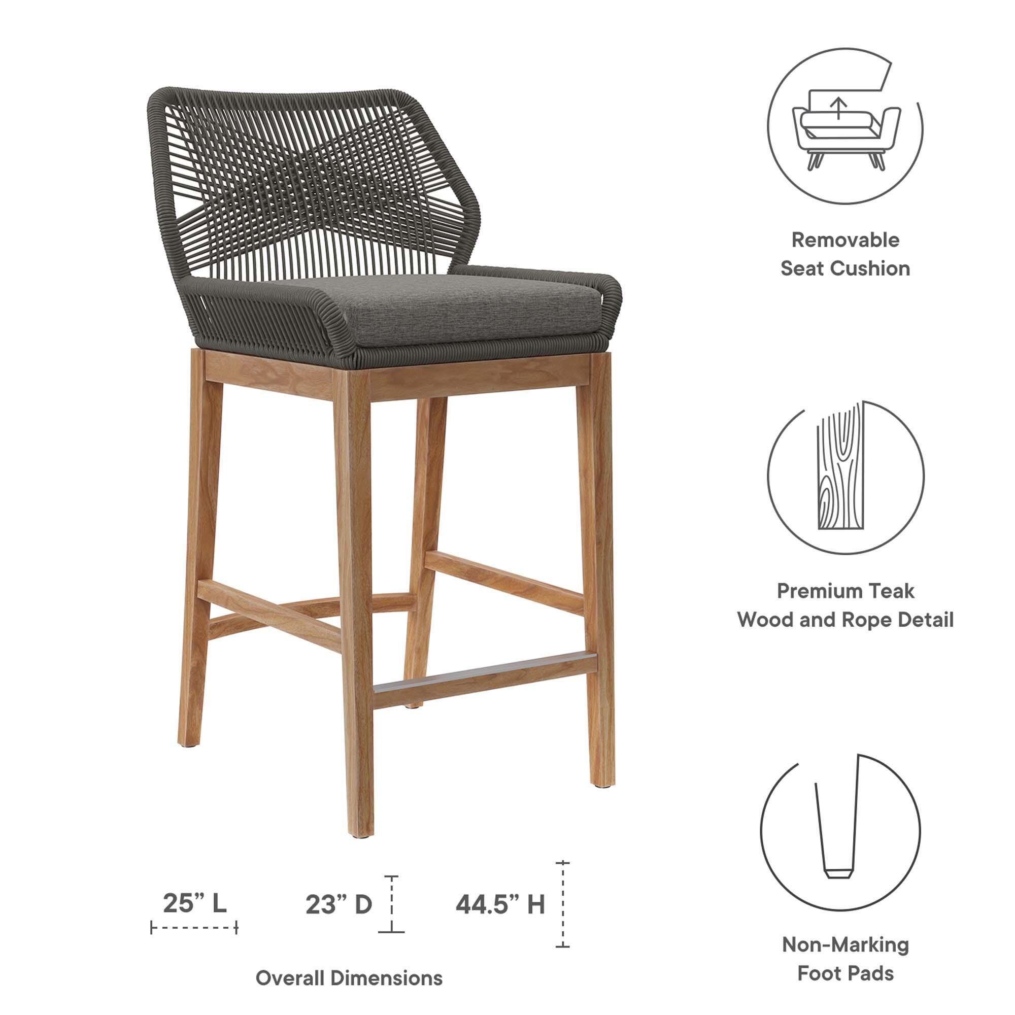 Modway Wellspring Outdoor Bar Table and 2 Bar Stools, Gray, large