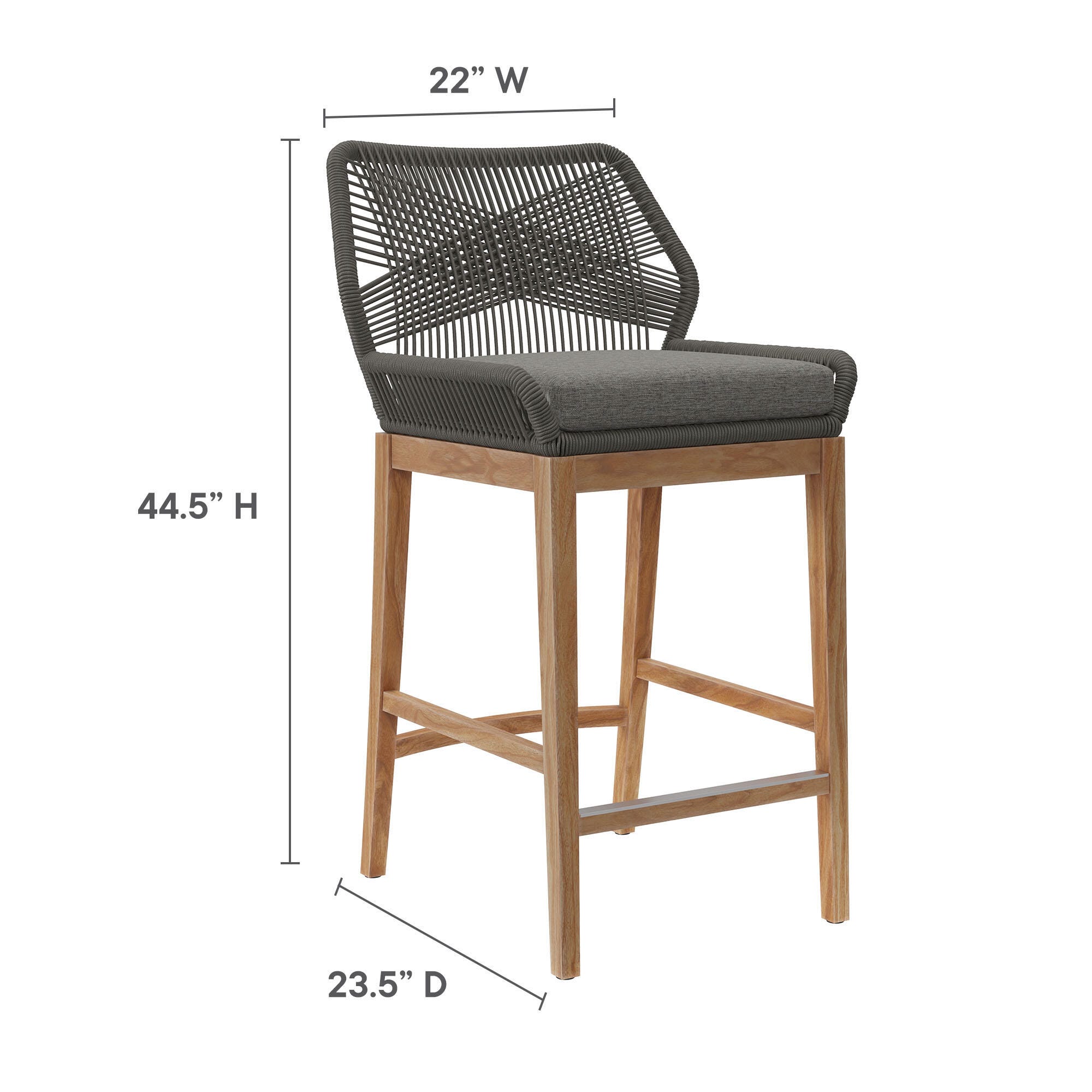 Modway Wellspring Outdoor Bar Table and 2 Bar Stools, Gray, large