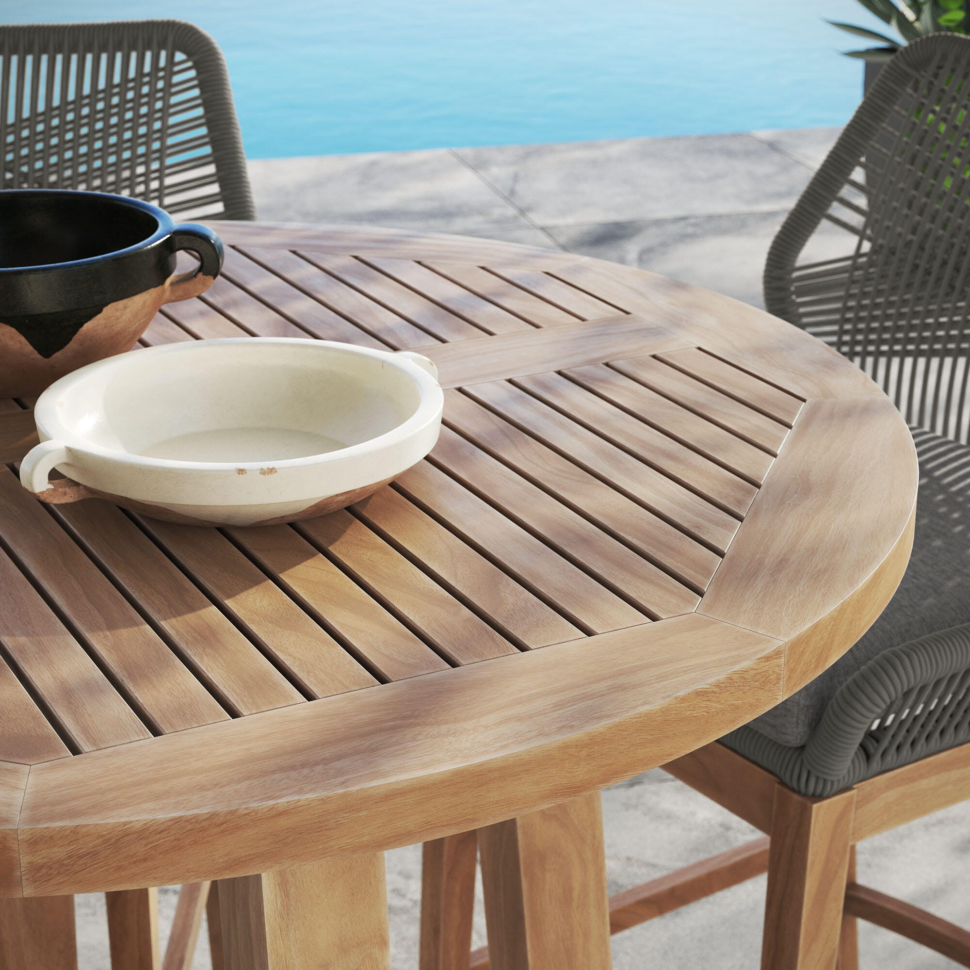 Modway Wellspring Outdoor Bar Table and 2 Bar Stools, Gray, large