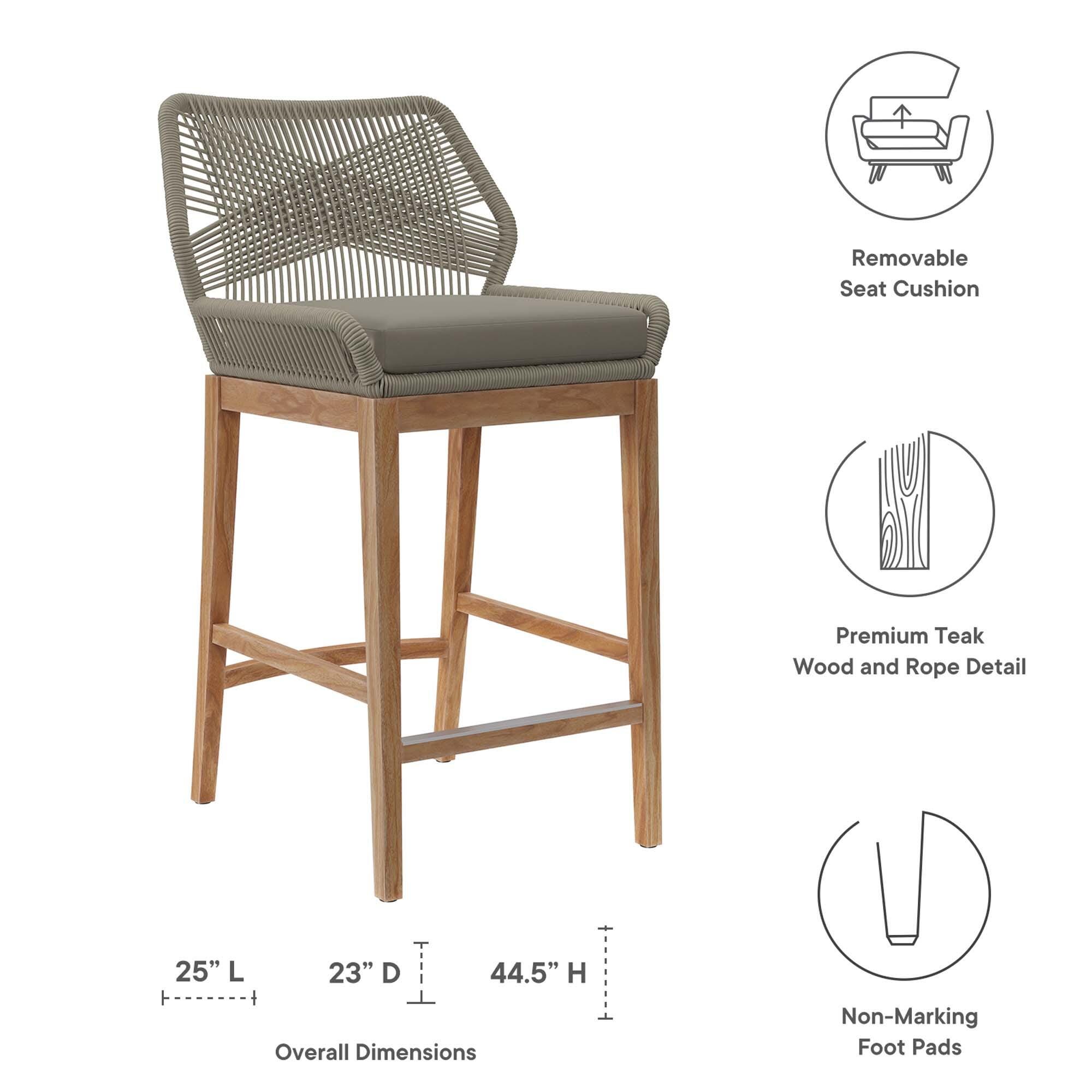 Modway Wellspring Outdoor Bar Table and 2 Bar Stools, Greige, large