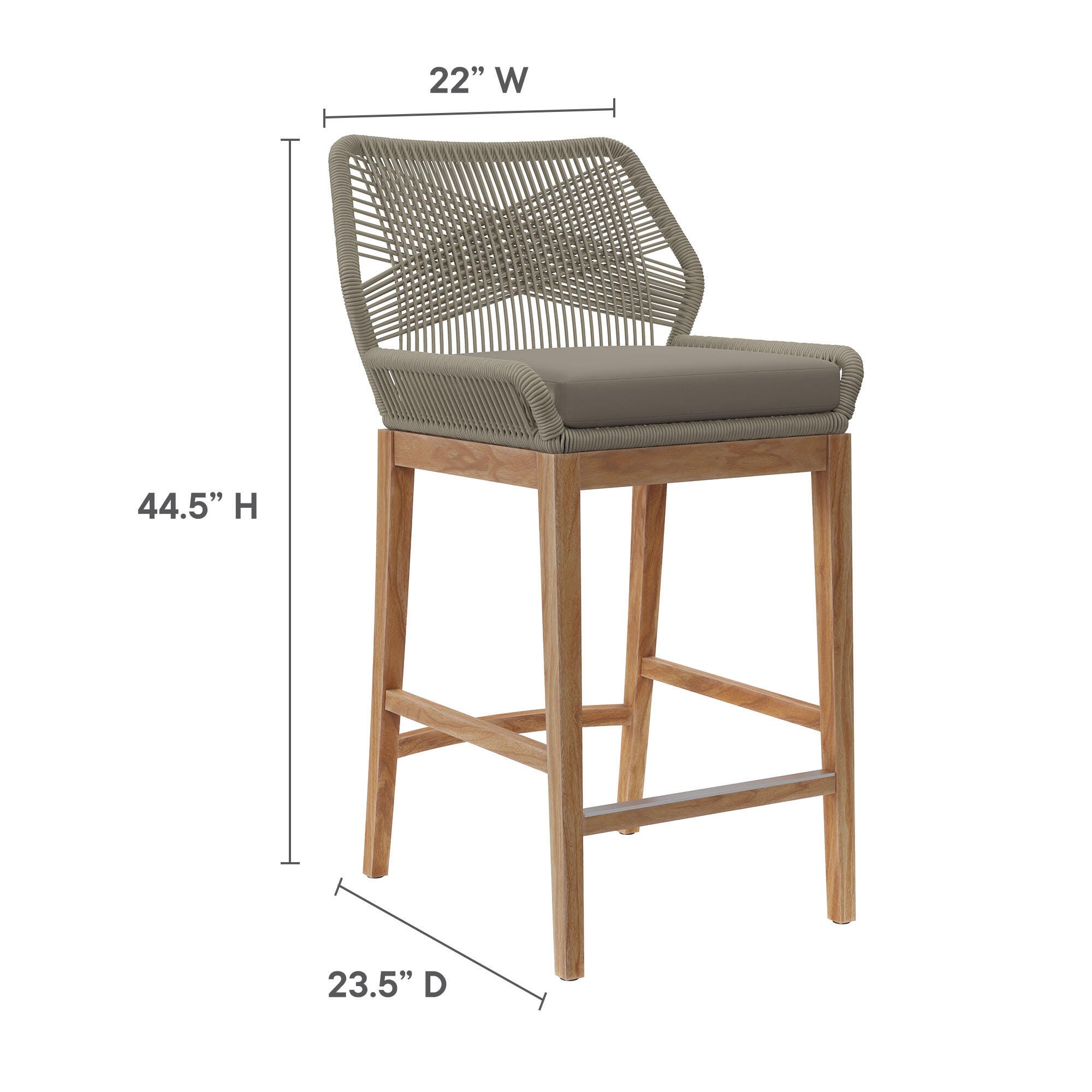 Modway Wellspring Outdoor Bar Table and 2 Bar Stools, Greige, large