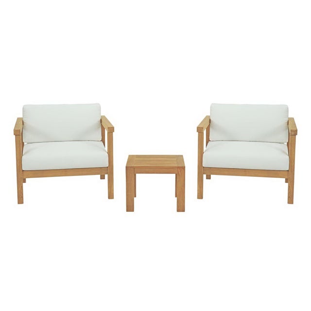 Modway Bayport 3-Piece Outdoor Lounge Chairs and Table Set