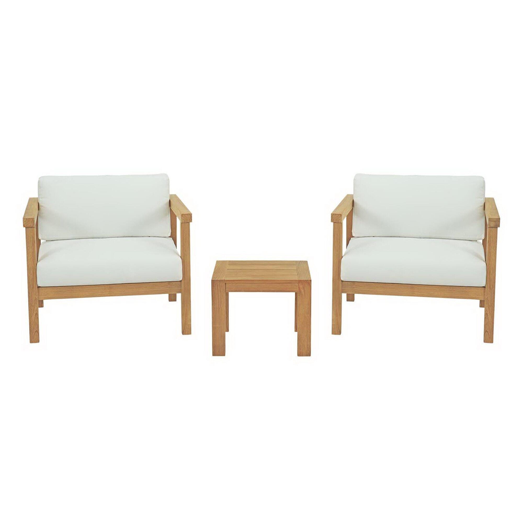 Modway Bayport Outdoor Side Table and 2 Lounge Chair, , large