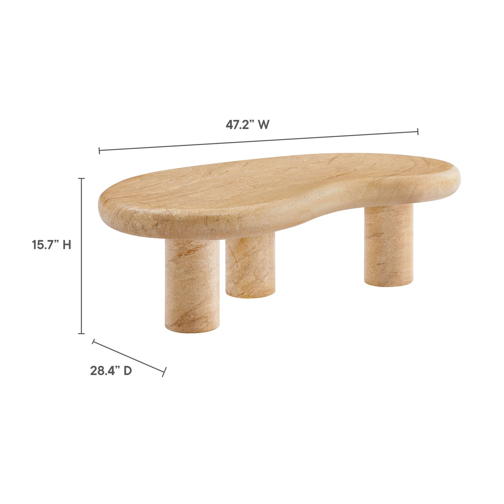 Modway Elowen Outdoor Coffee Table, Travertine, large