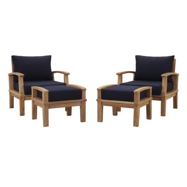 Modway Marina Outdoor 2 Lounge Chair and 2 Ottoman Set
