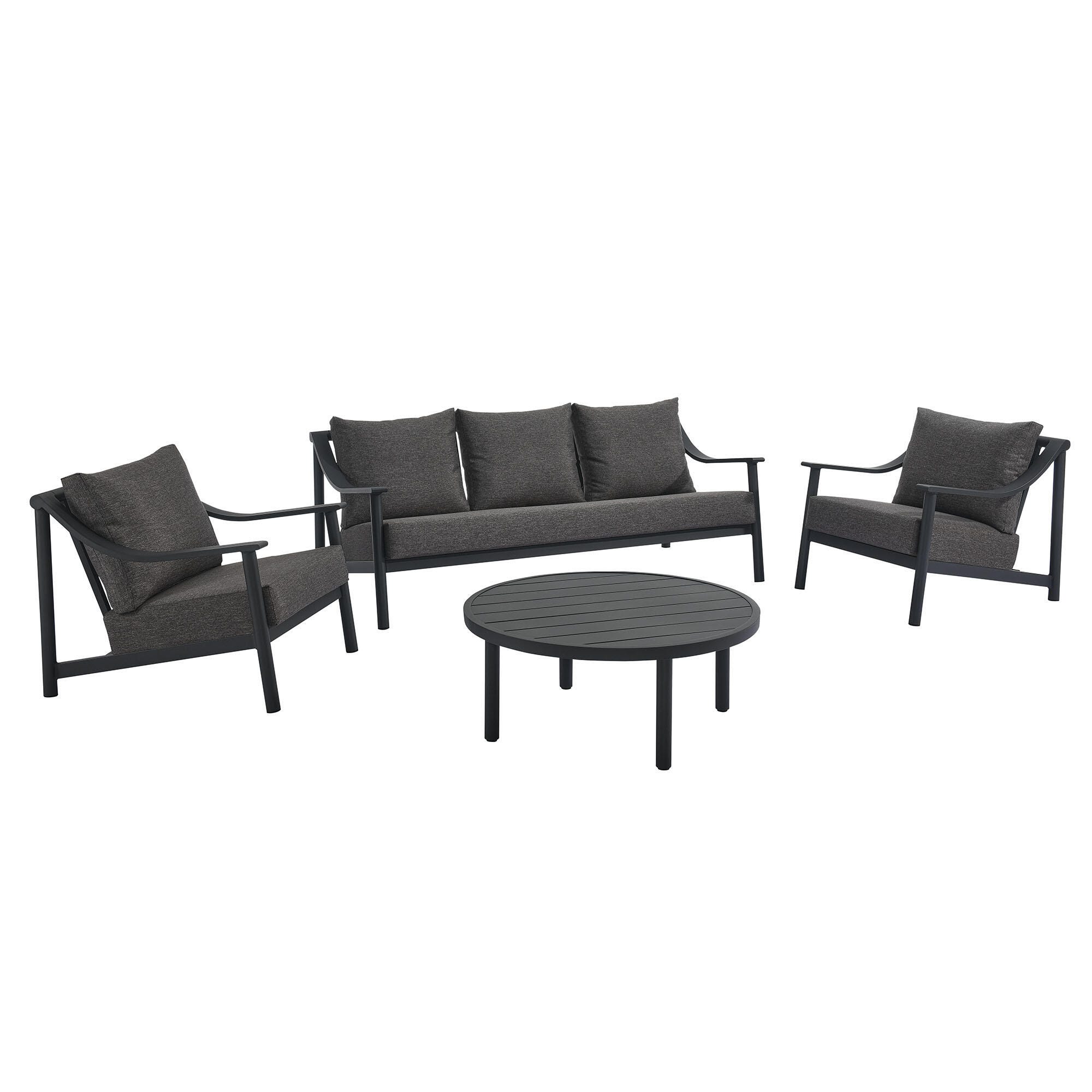 Modway Terrace Outdoor Sofa with Coffee Table and 2 Lounge Chairs, , large