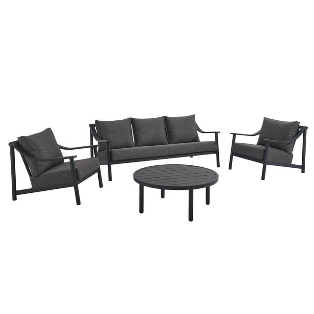 Modway Terrace Outdoor Sofa with Coffee Table and 2 Lounge Chairs