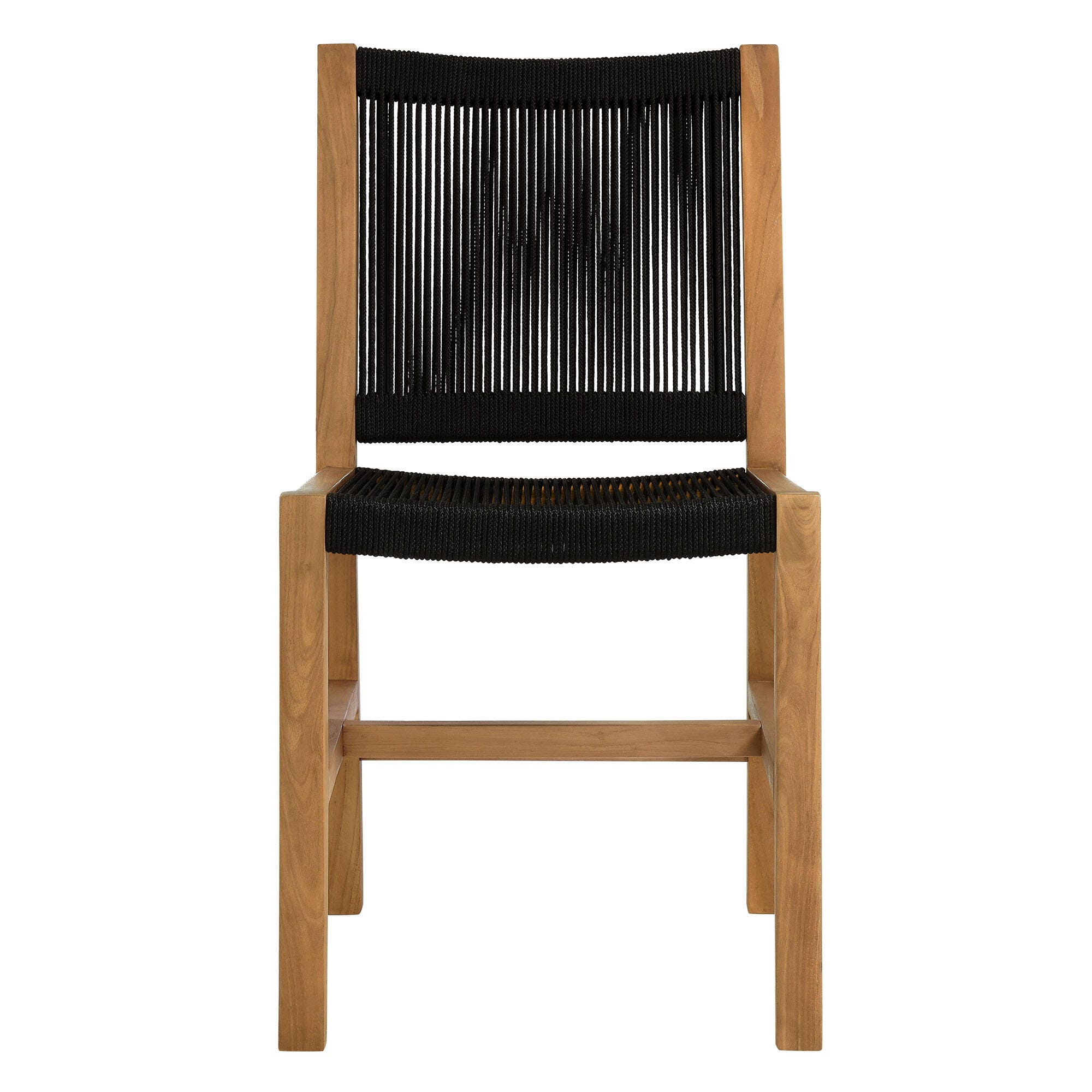 Modway Vienna Outdoor Rope Dining Set With 4 Armless Chairs, Natural/Black, large