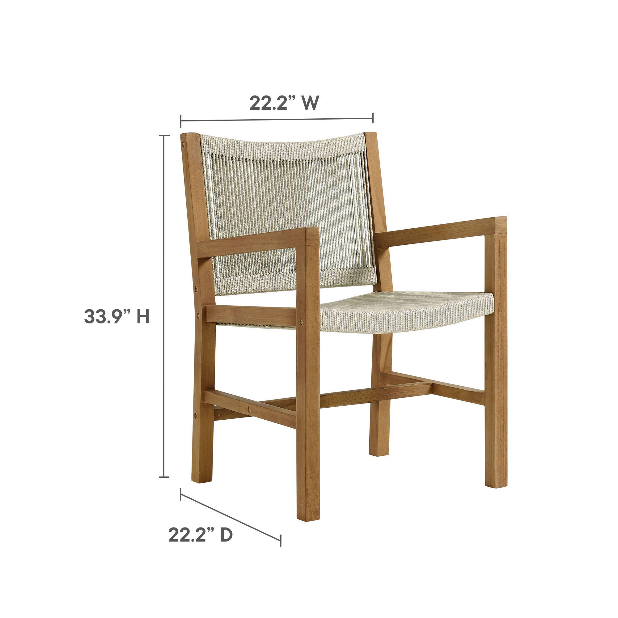 Modway Vienna Outdoor 2 Armchairs With Side Table, Natural, large
