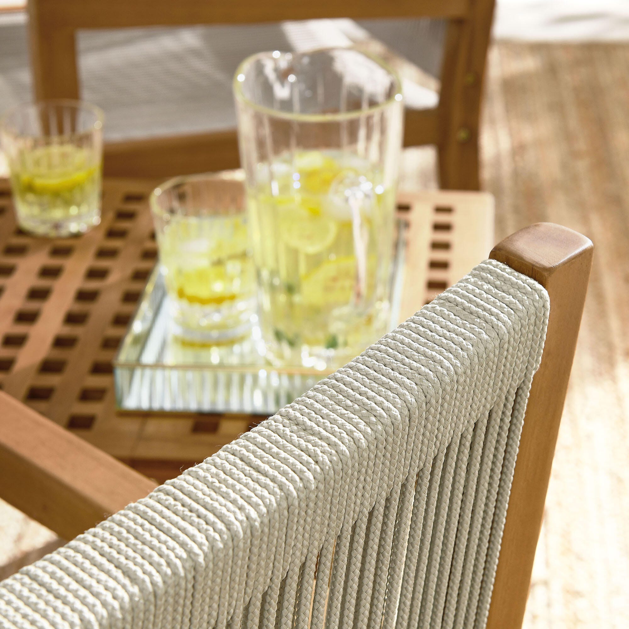 Modway Vienna Outdoor 2 Armchairs With Side Table, Natural, large