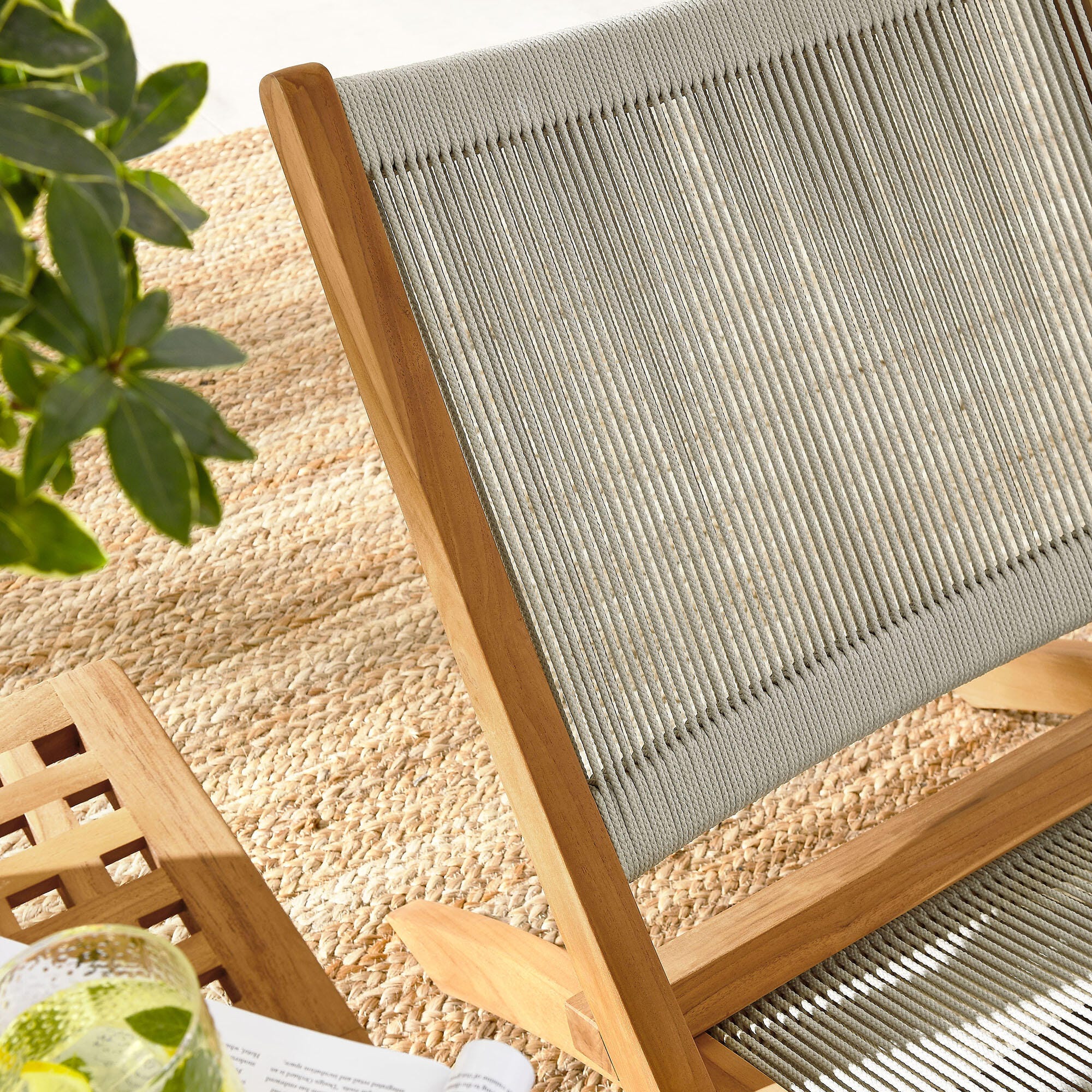 Modway Vienna Outdoor 2 Lounge Chairs And Side Table, Natural, large