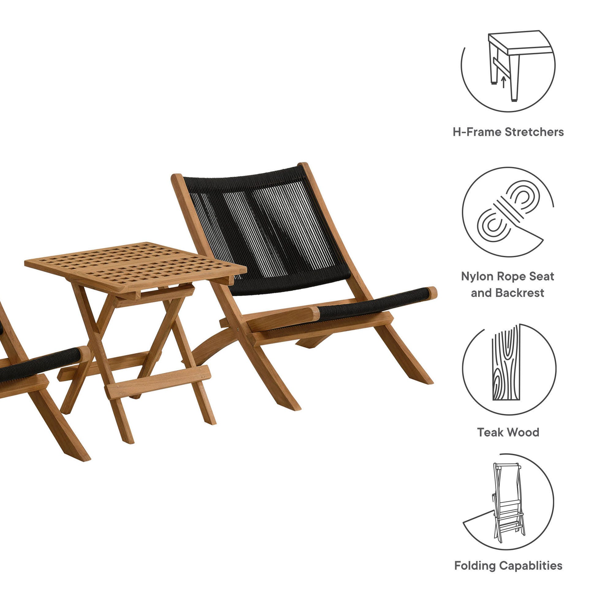 Modway Vienna Outdoor 2 Lounge Chairs And Side Table, Natural/Black, large