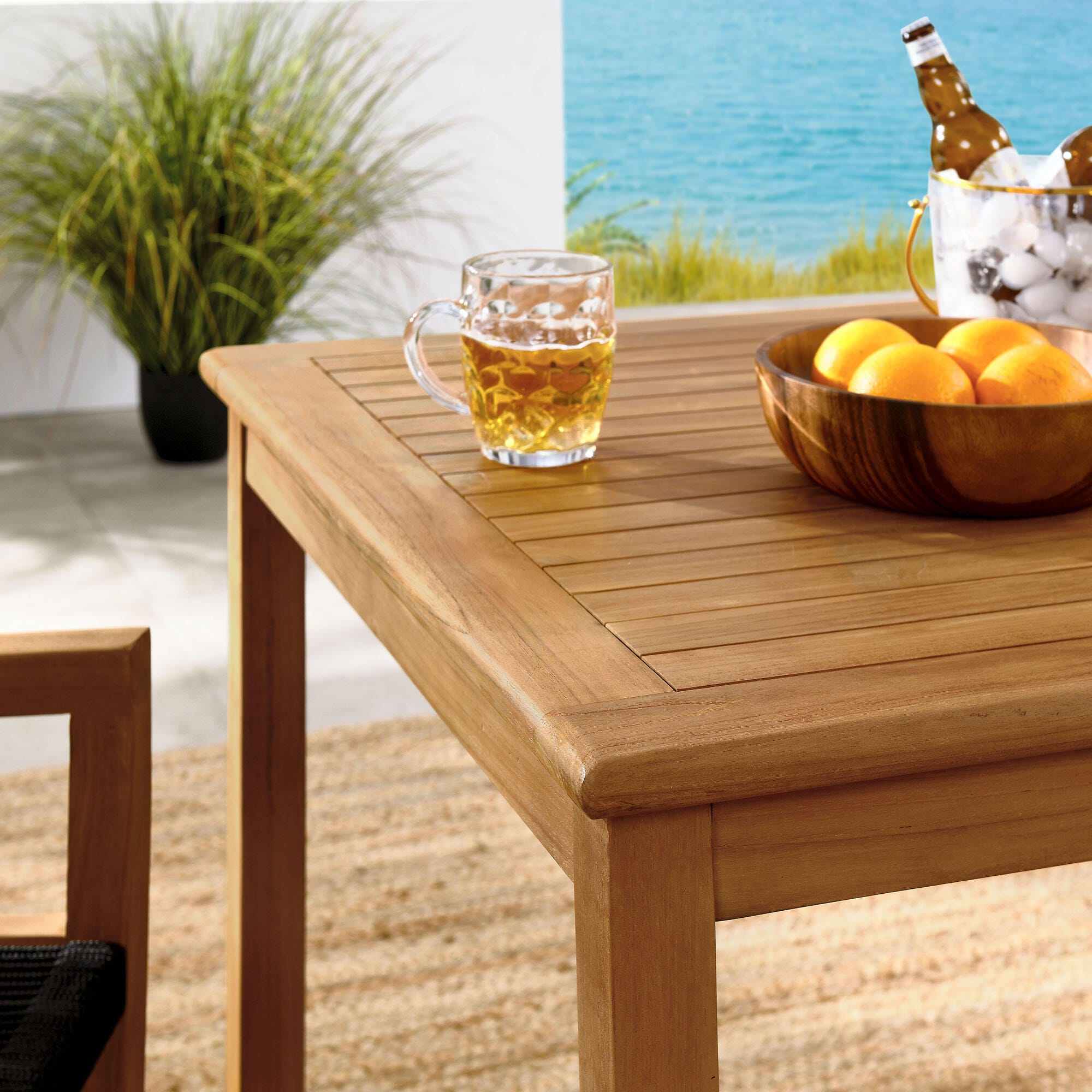 Modway Vienna Outdoor Dining Set With 2 Armchairs, Natural/Black, large