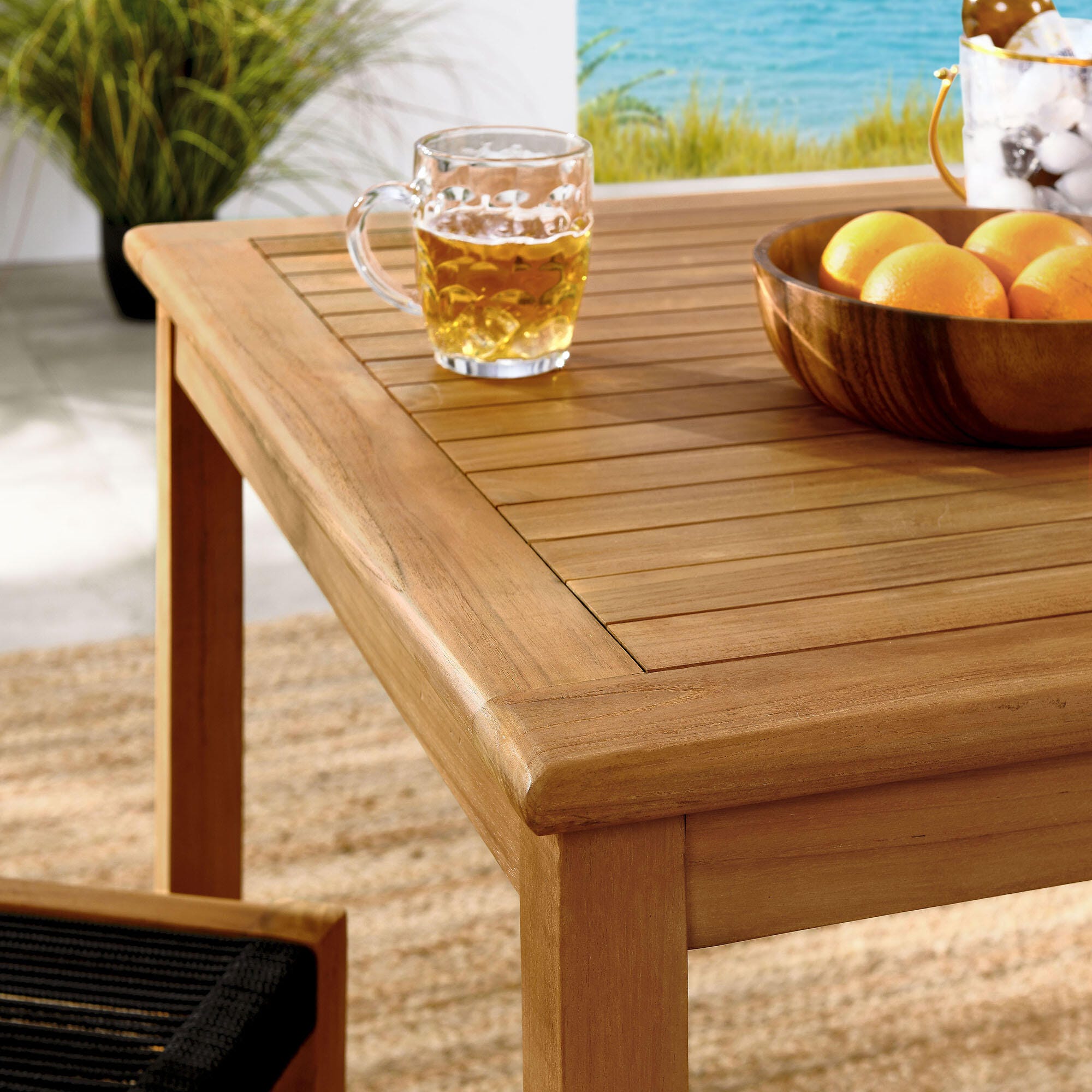 Modway Vienna Outdoor Dining Set With 2 Armless Chiars, Natural/Black, large