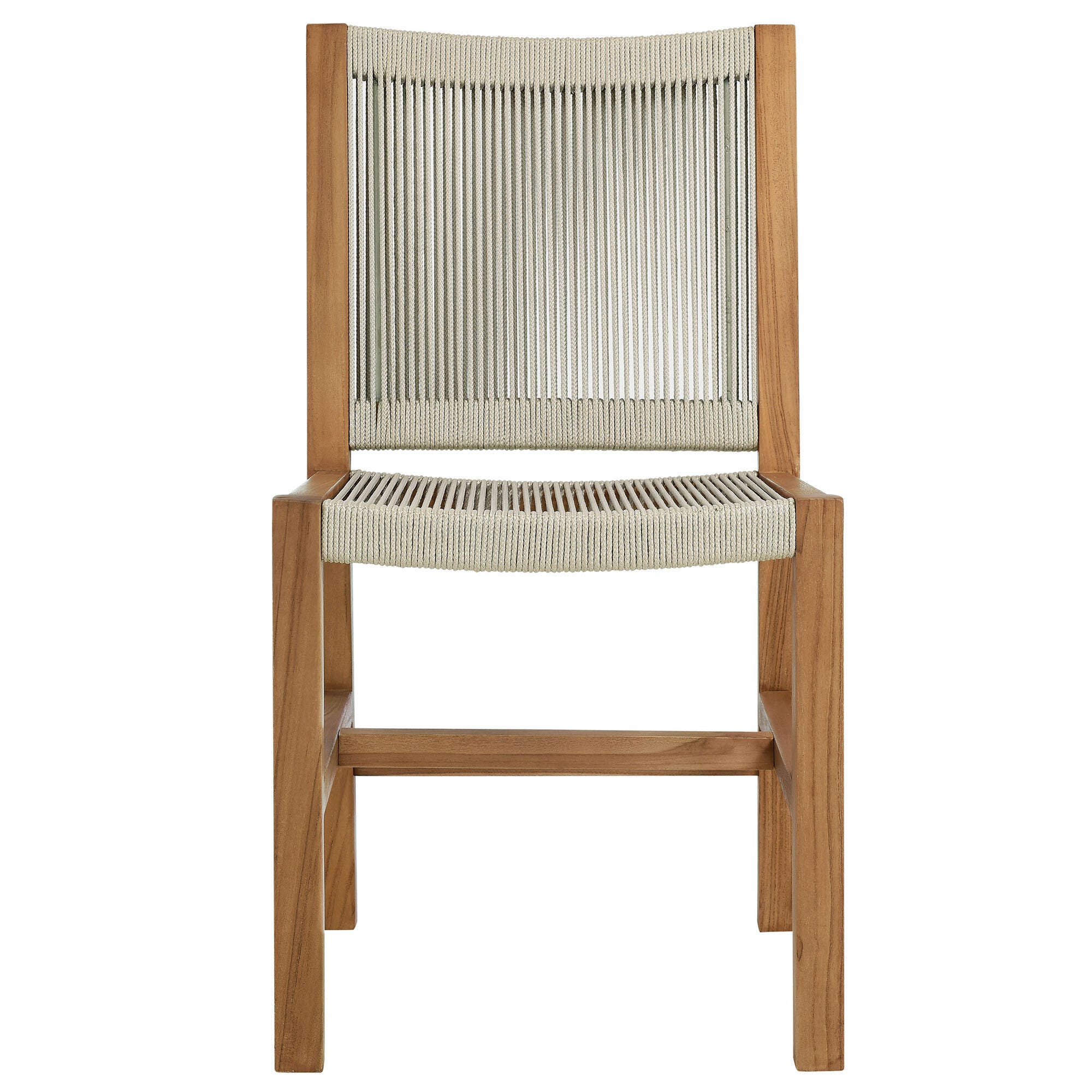 Modway Vienna Outdoor Dining Set With 2 Armless Chiars, Natural, large