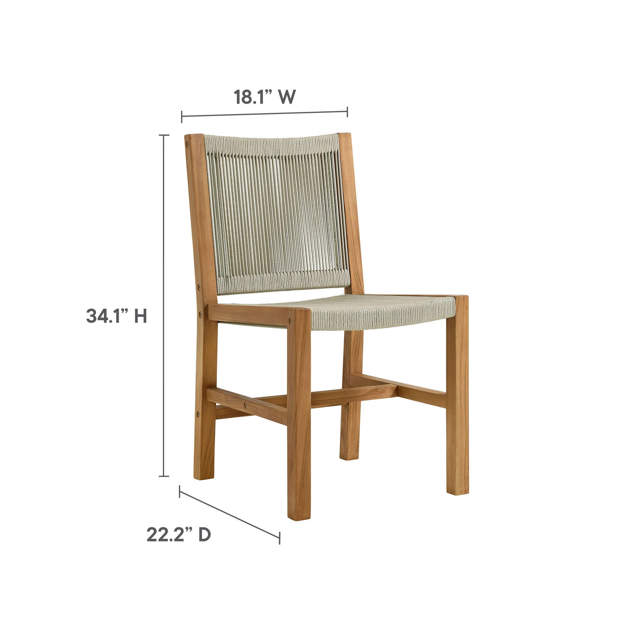 Modway Vienna Outdoor Dining Set With 2 Armless Chiars, Natural, large