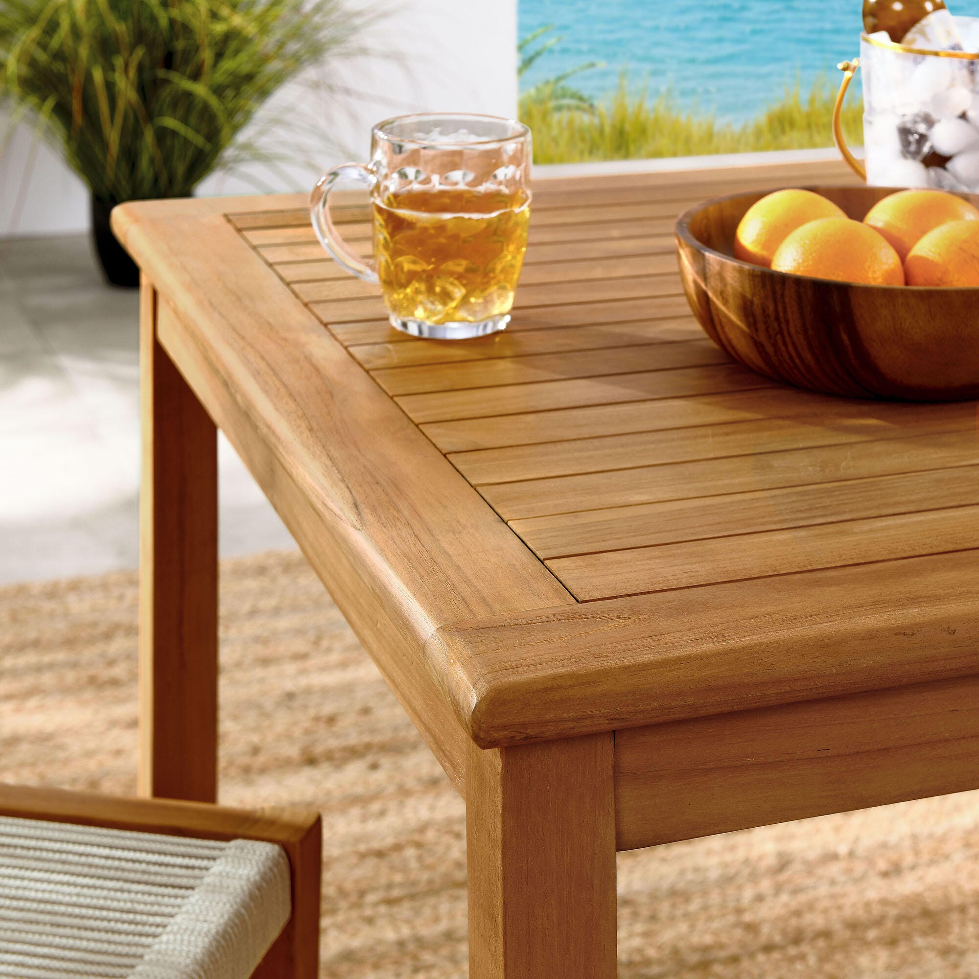 Modway Vienna Outdoor Dining Set With 2 Armless Chiars, Natural, large