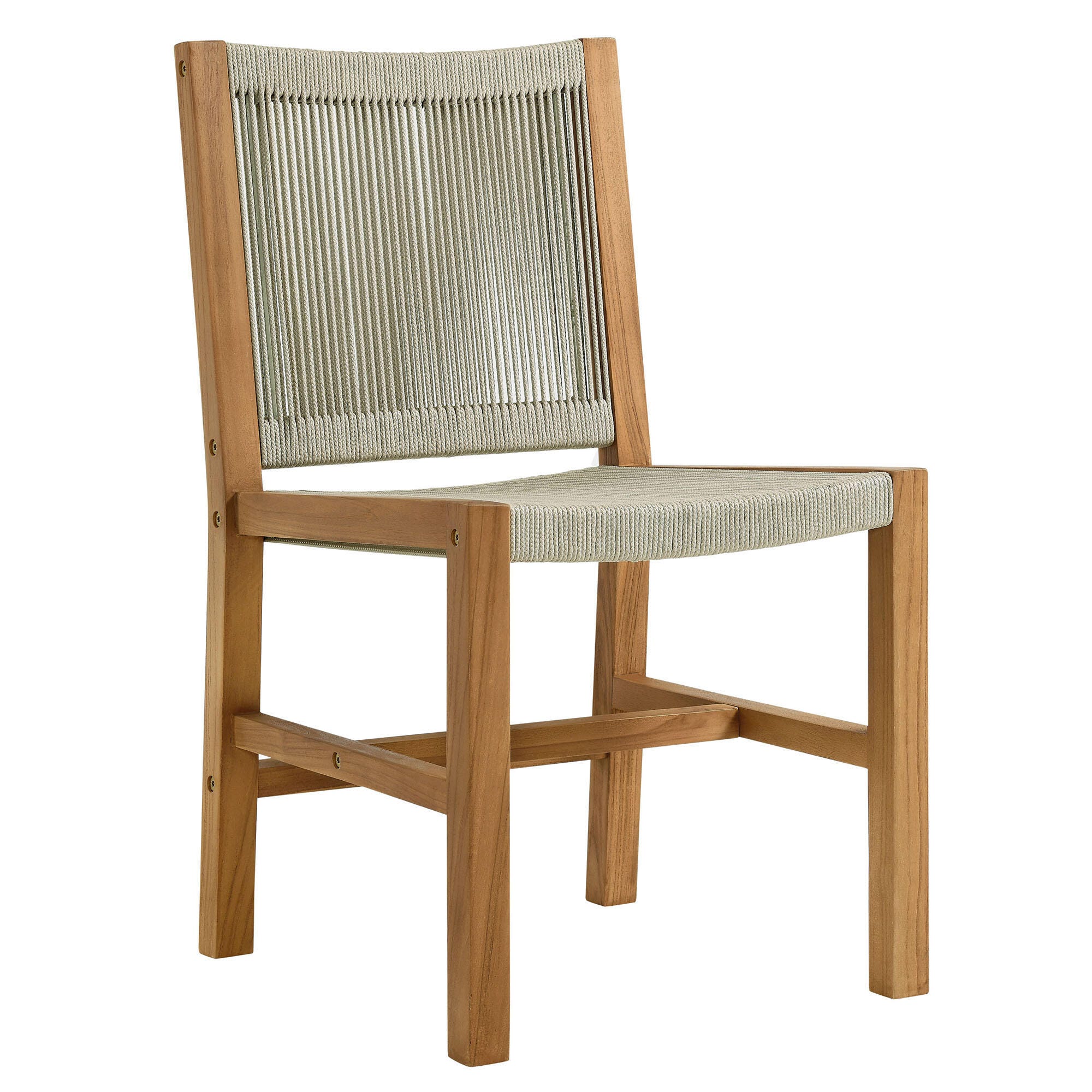 Modway Vienna Outdoor Dining Set With 2 Armless Chiars, Natural, large