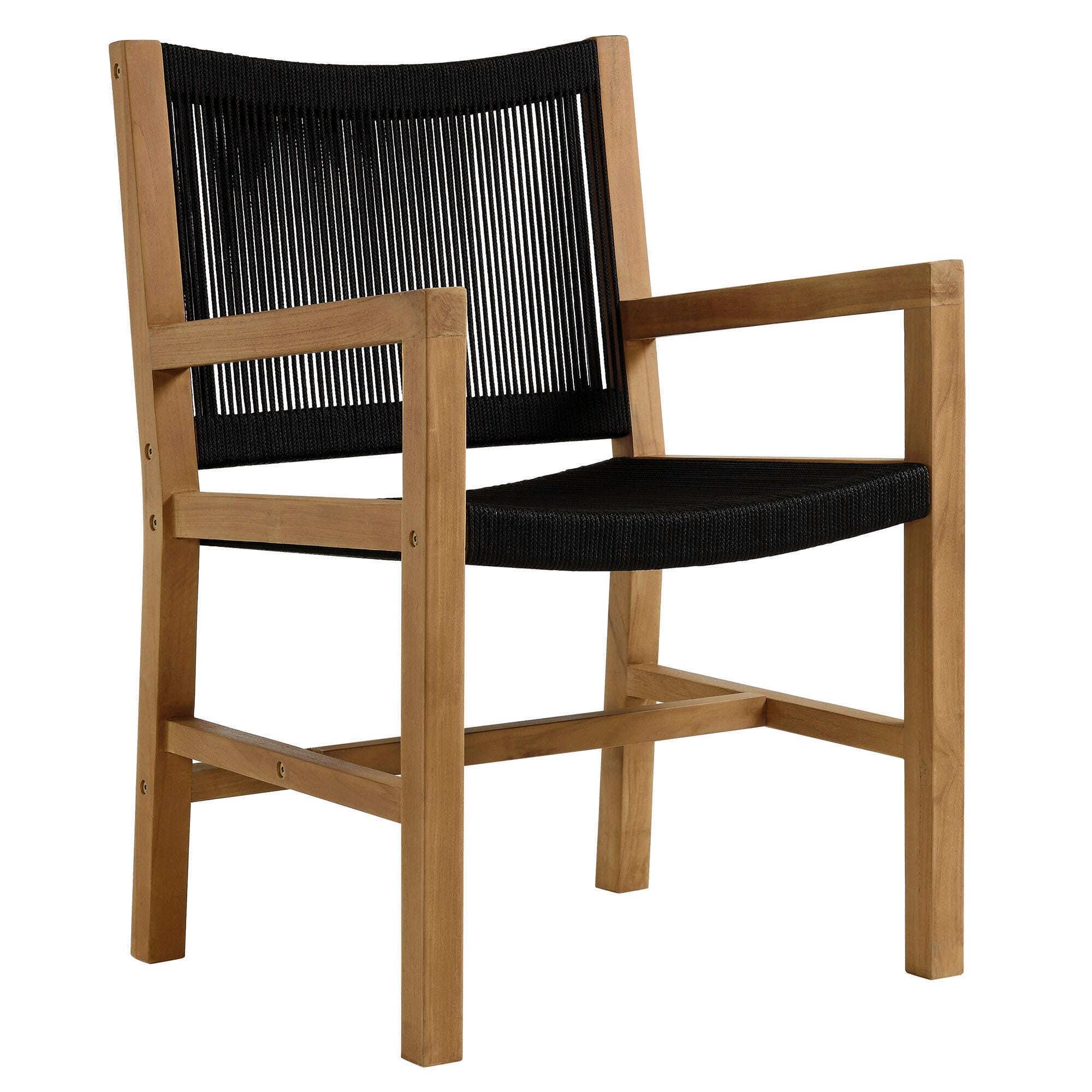 Modway Vienna Outdoor Dining Set With 4 Armchairs, Natural/Black, large