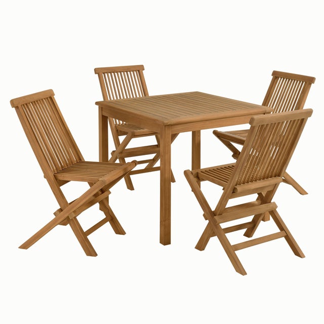 Modway Vienna Outdoor Dining Set With 4 Folding Chairs