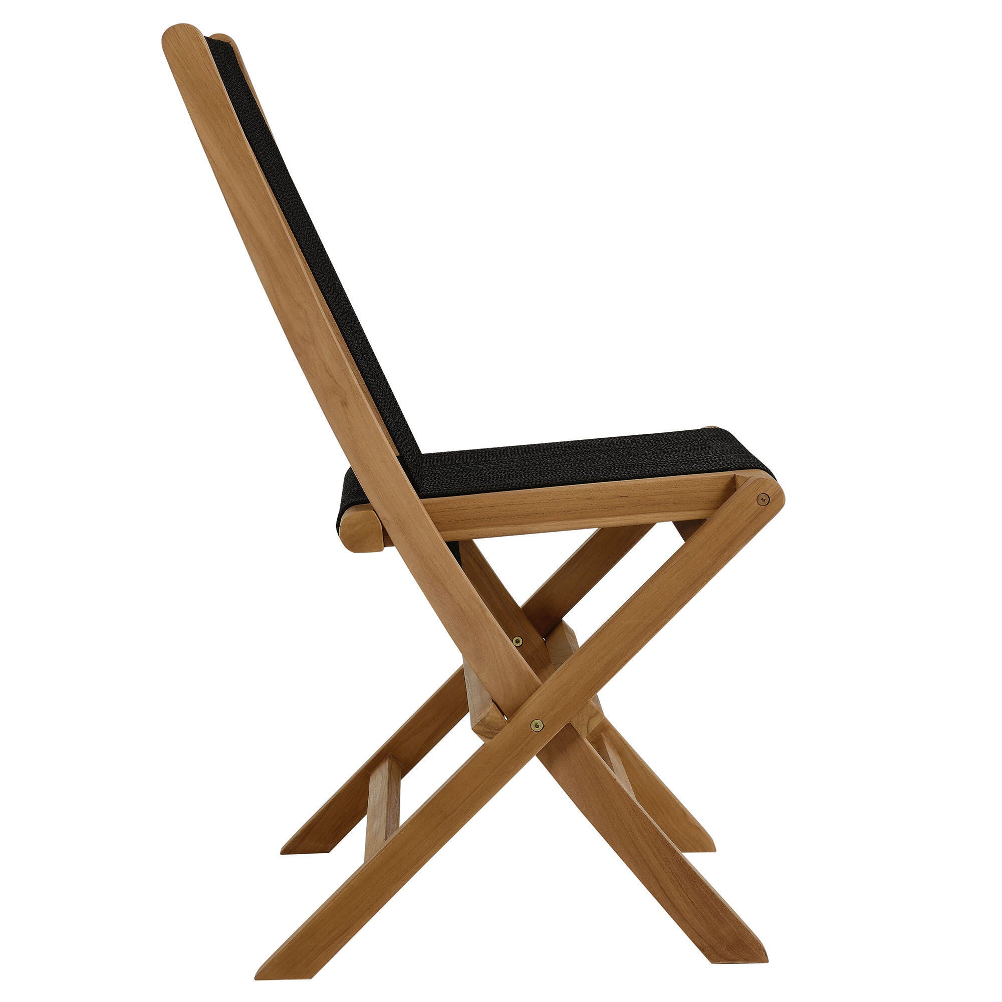 Modway Vienna Outdoor Dining Set With 4 Rope Folding Chairs, Natural/Black, large
