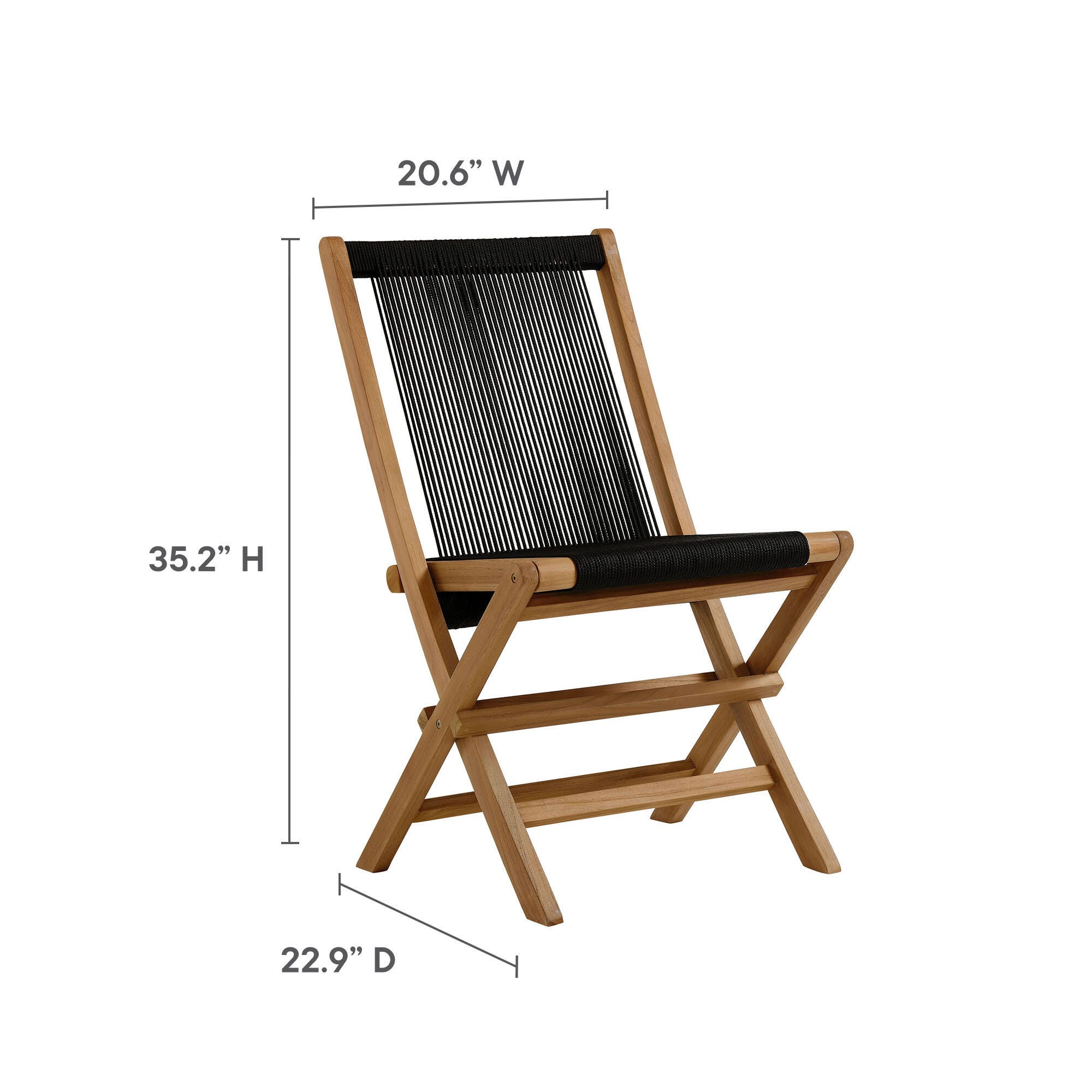 Modway Vienna Outdoor Dining Set With 4 Rope Folding Chairs, Natural/Black, large