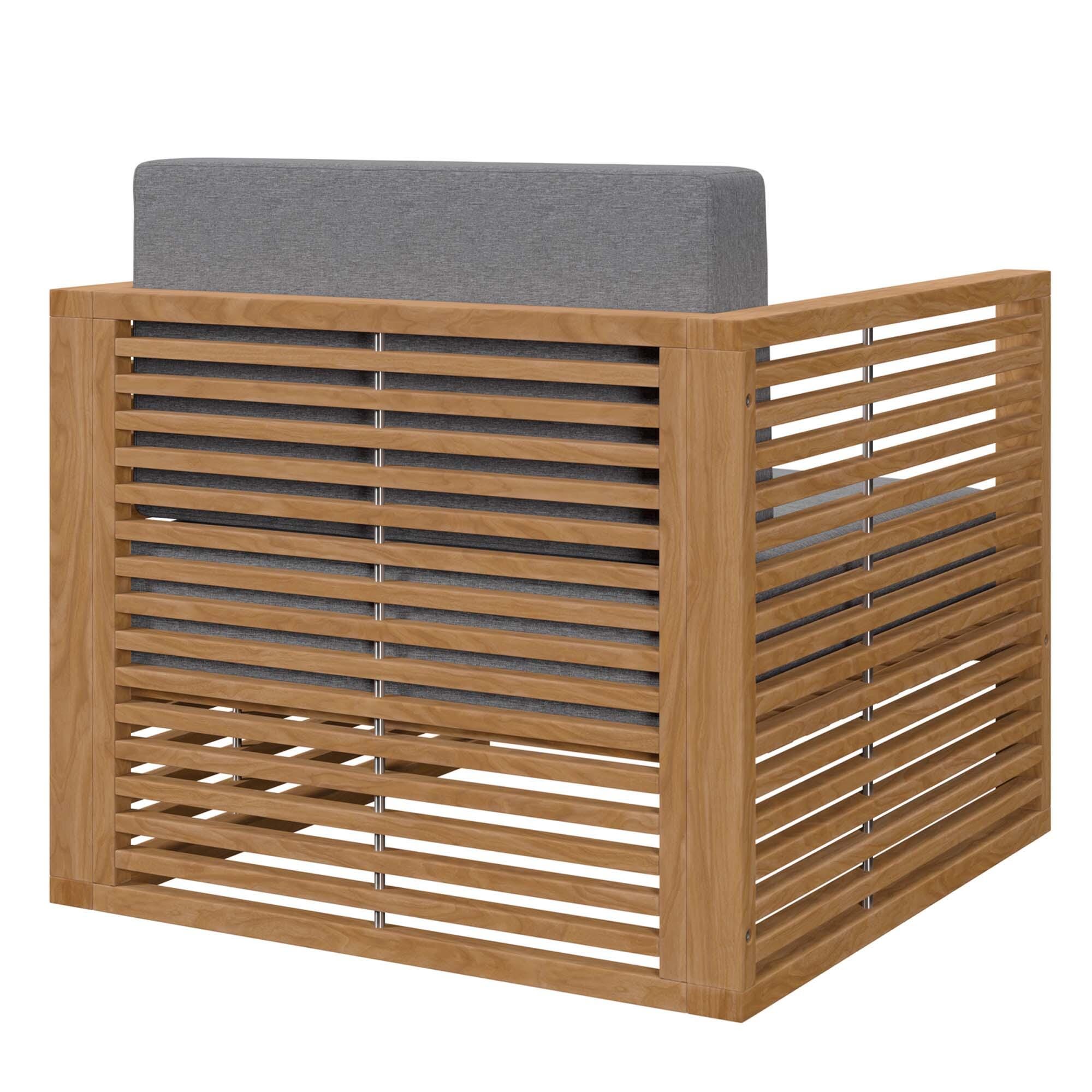Modway Carlsbad Outdoor Side Table and 2 Armchairs, Natural Gray, large