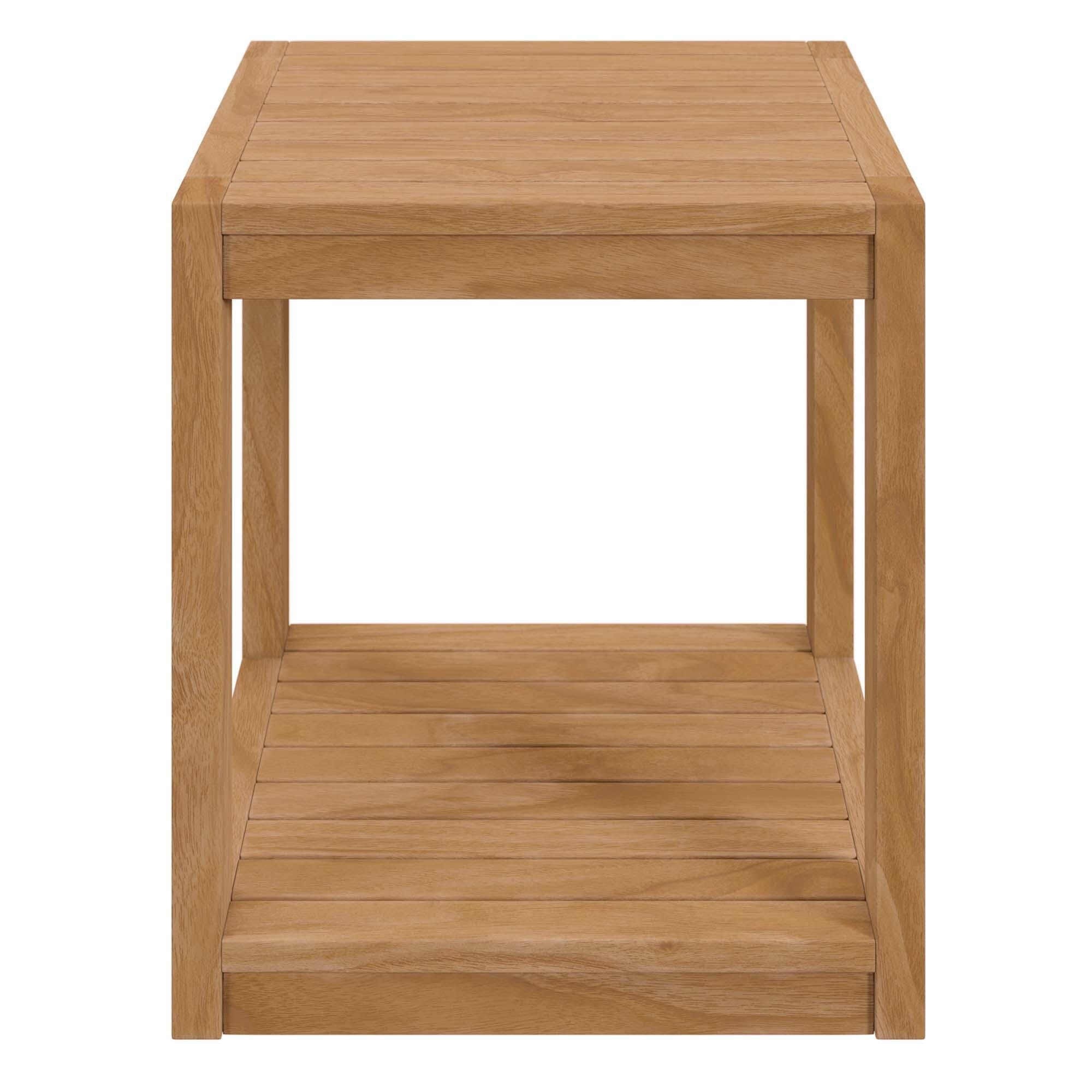 Modway Carlsbad Outdoor Side Table and 2 Armchairs, Natural Navy, large