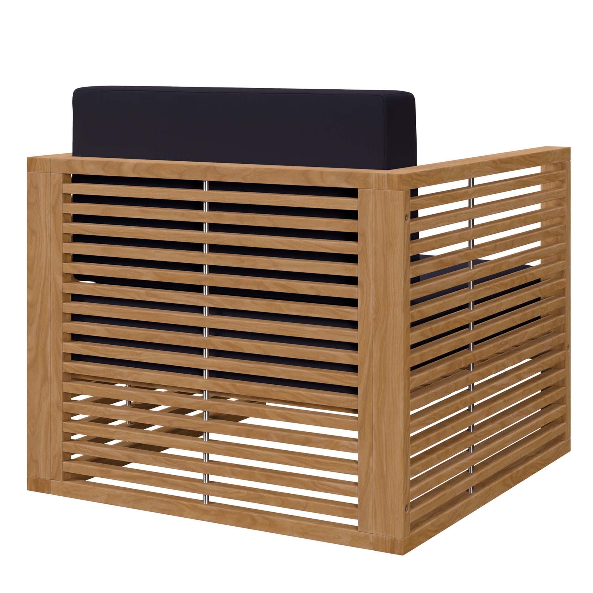 Modway Carlsbad Outdoor Side Table and 2 Armchairs, Natural Navy, large