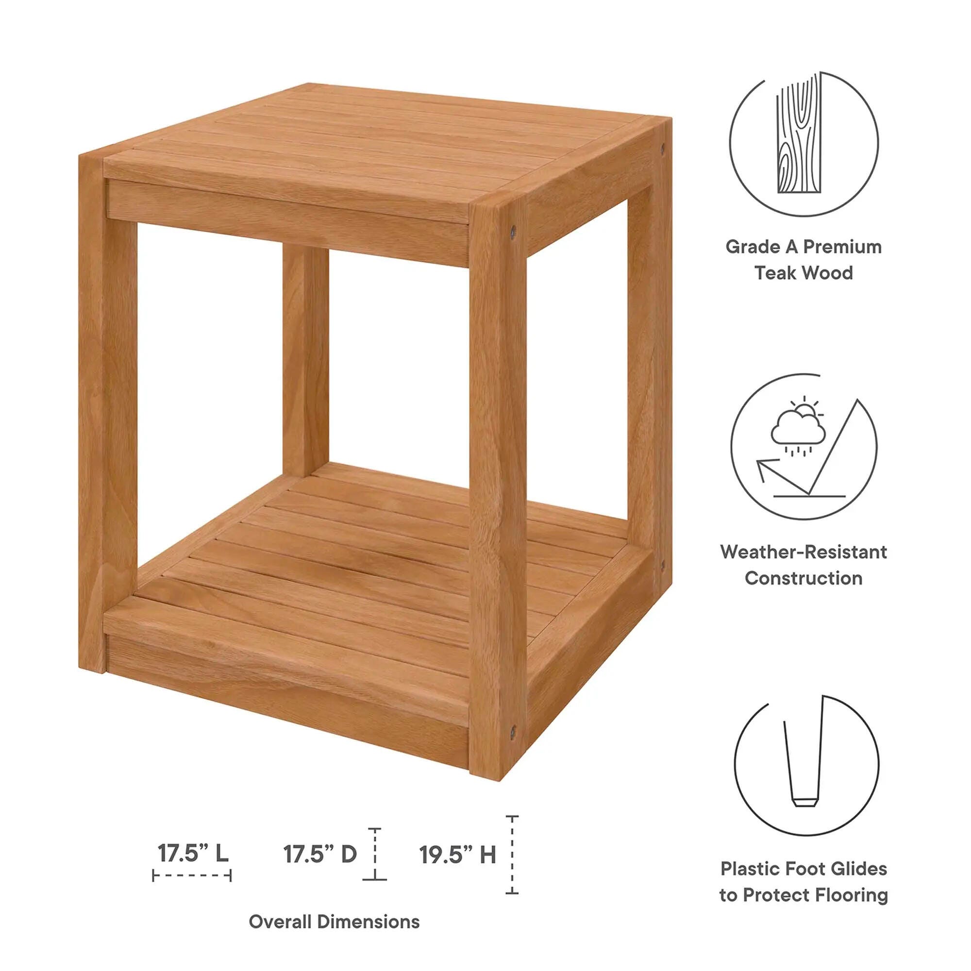 Modway Carlsbad Outdoor Side Table and 2 Armchairs, Natural White, large